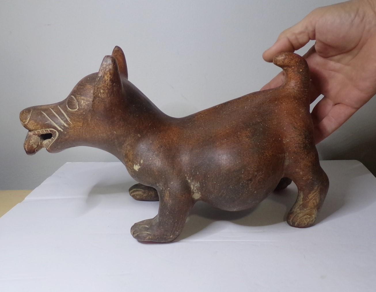Vintage Pre-Columbian Mexican Colima Dog Effigy W/ Corn Cob Quality Replica