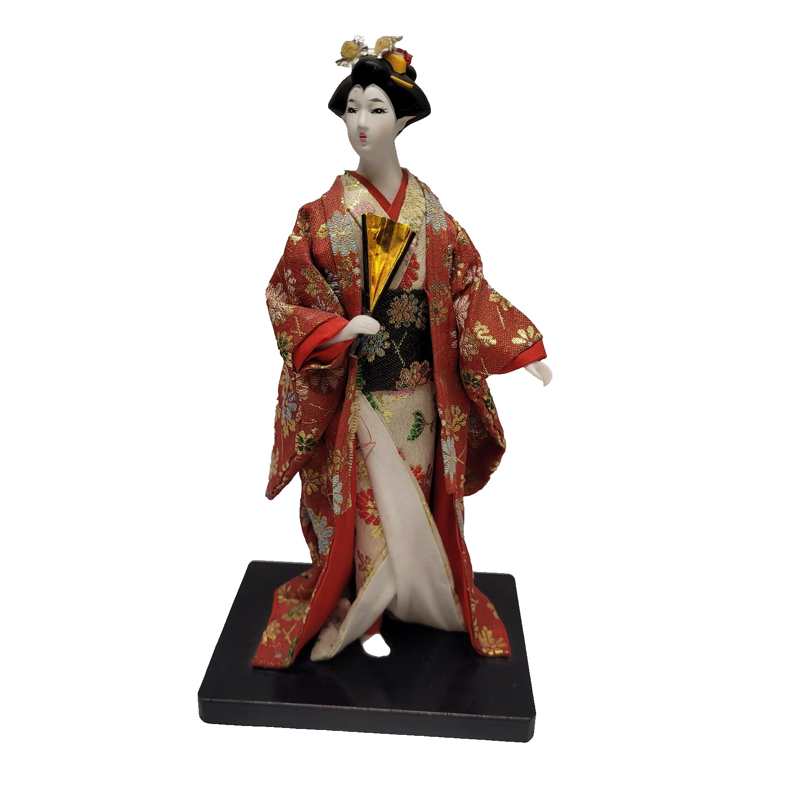 Vintage Japanese Geisha Doll With Fan 9''