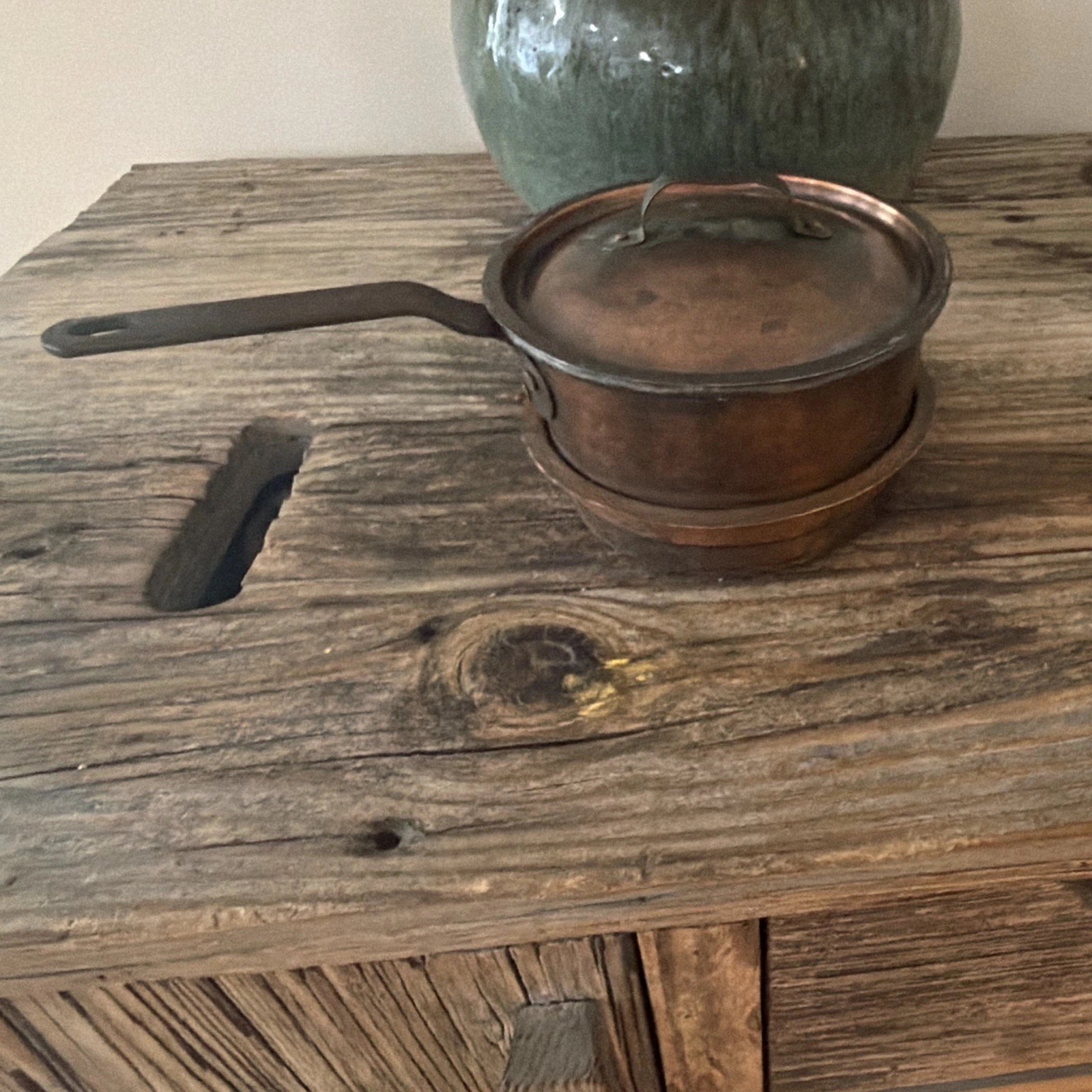 Antique Copper Swedish Lidded Pan,  Scandinavian Cookware