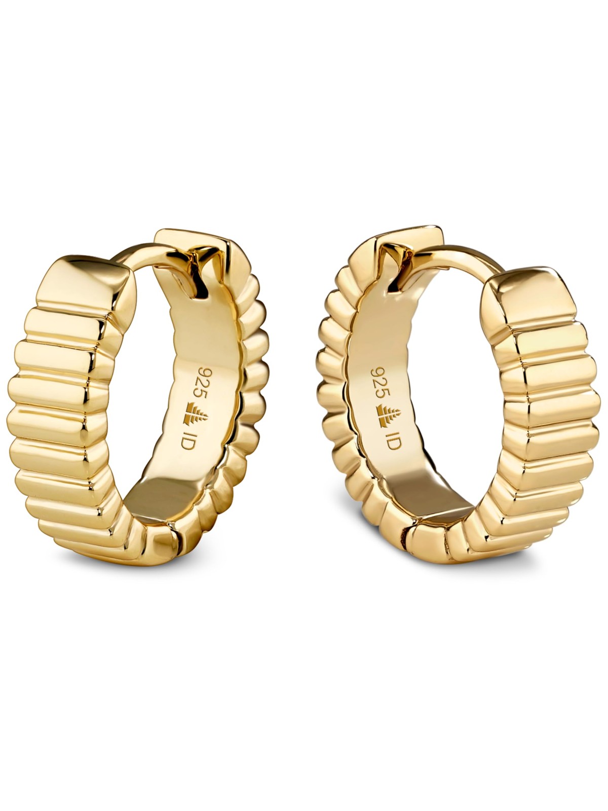 DEVATA Ribbed Hoop Earrings in Gold Plated Sterling Silver 925 DRS8122 DEVATA Ribbed Hoop Earrings in Gold Plated Sterling Silver 925 DRS8122