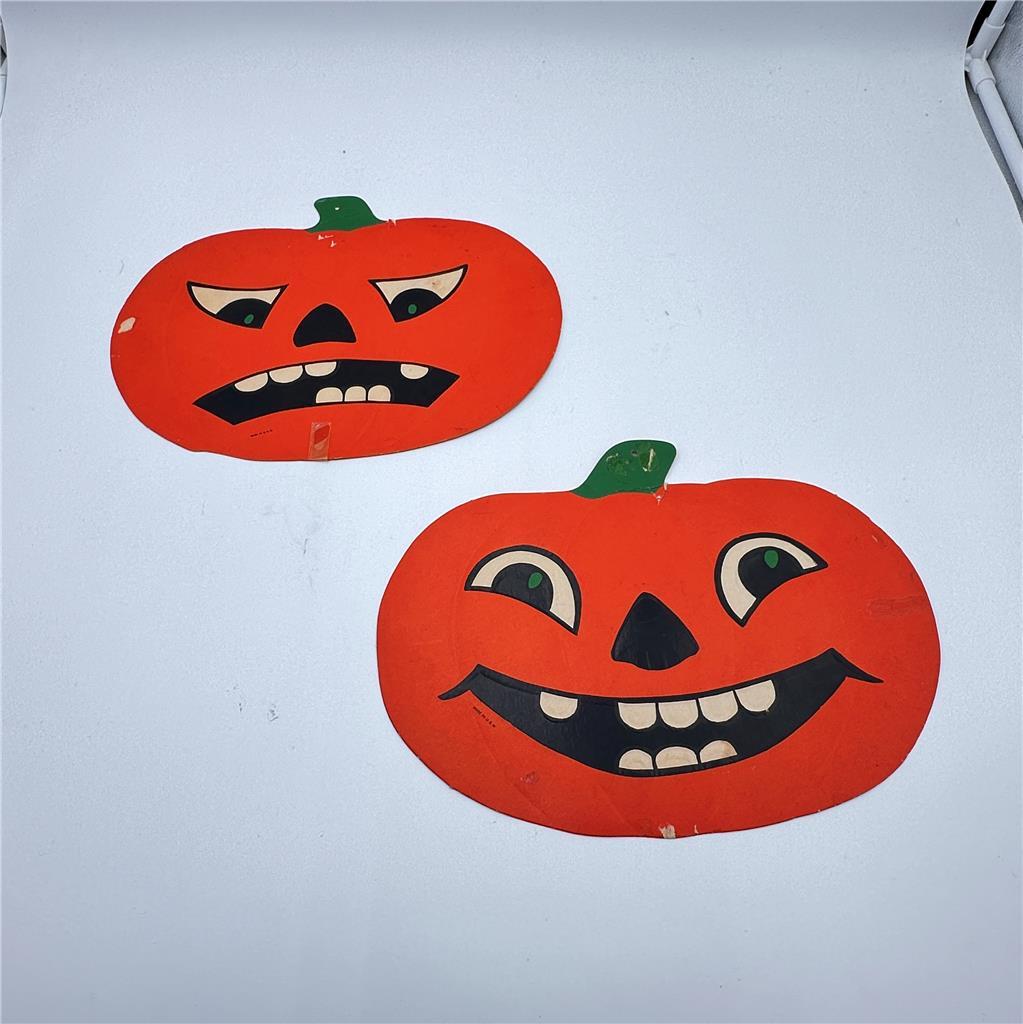 Vtg Halloween 2pcs Jack O Lantern Pumpkins 