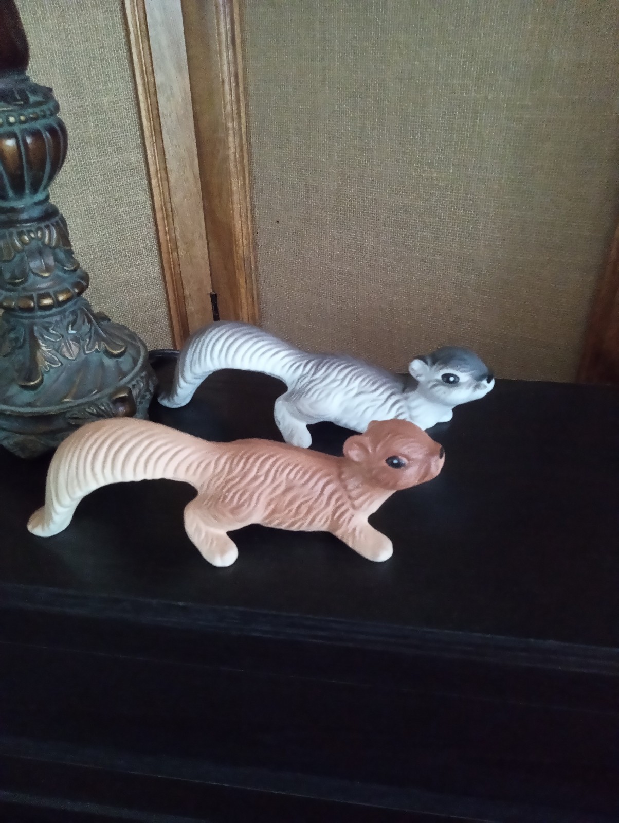 VINTAGE JAPAN SQUIRREL FIGURINE SET OF TWO GRAY & BROWN CUTE FIGURALS