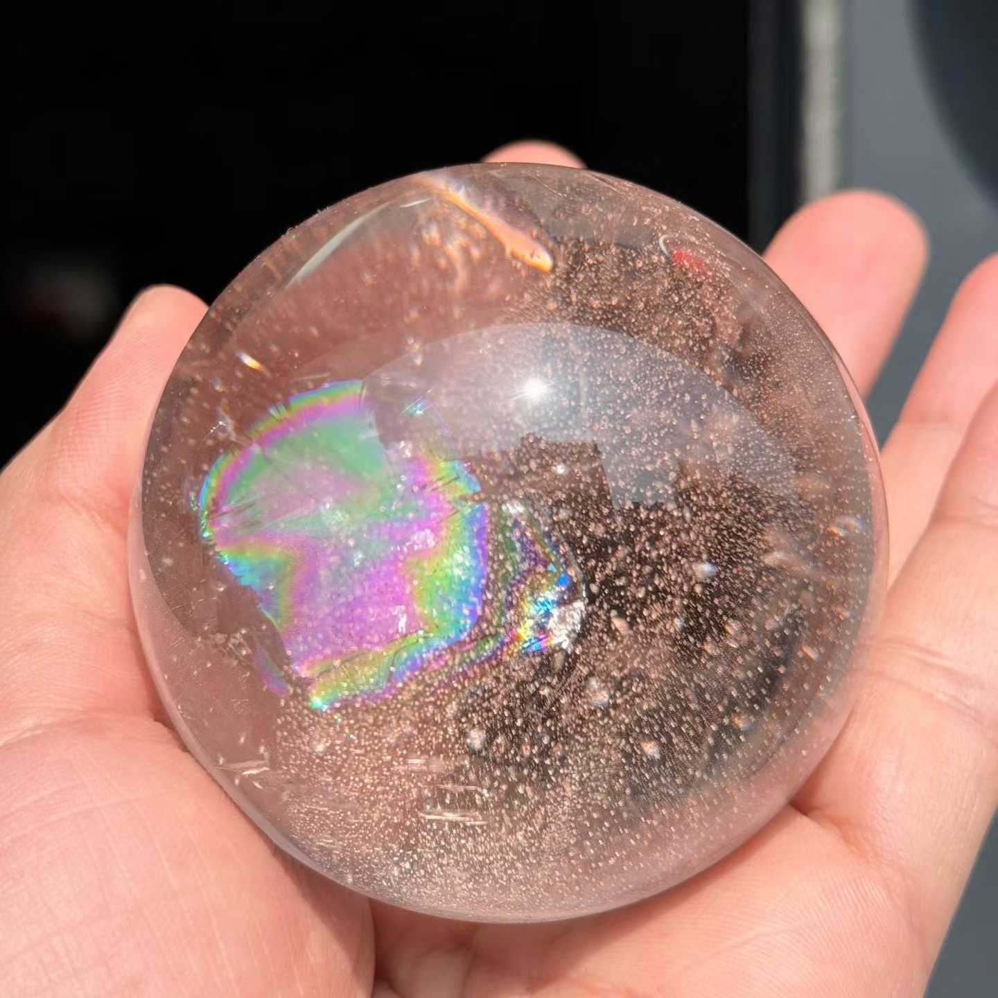 66mm Natural clear Crystal sphere quartz polished ball rainbow Reiki energy