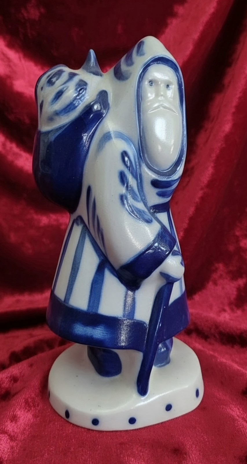 Vtg 90\'s David Eldreth Pottery Salt-Glazed Santa W/Toy Bag Figurine FREE US SHIP