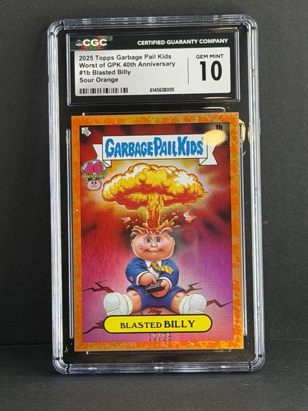 2025 Topps Worst Of GPK 40th Anniversary 1b Blasted Billy Sour Orange /25 CGC 10