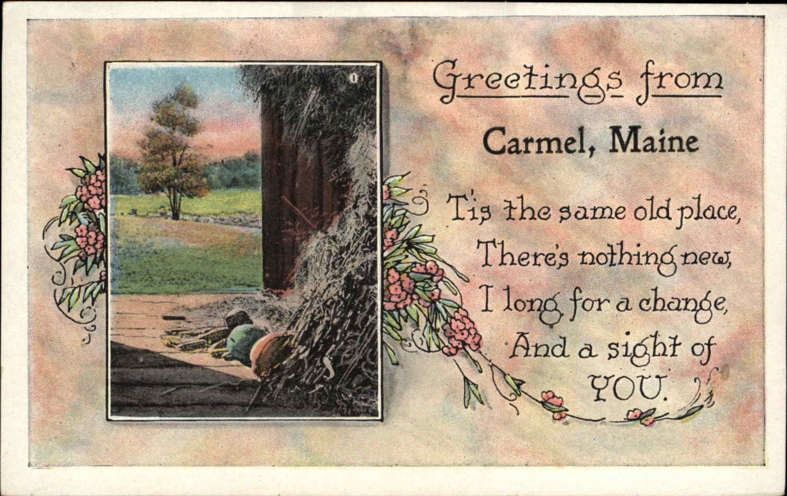 Carmel ME Maine Landscape Greeting c1900-20s Vintage Postcard Carmel ME Maine Landscape Greeting c1900-20s Vintage Postcard