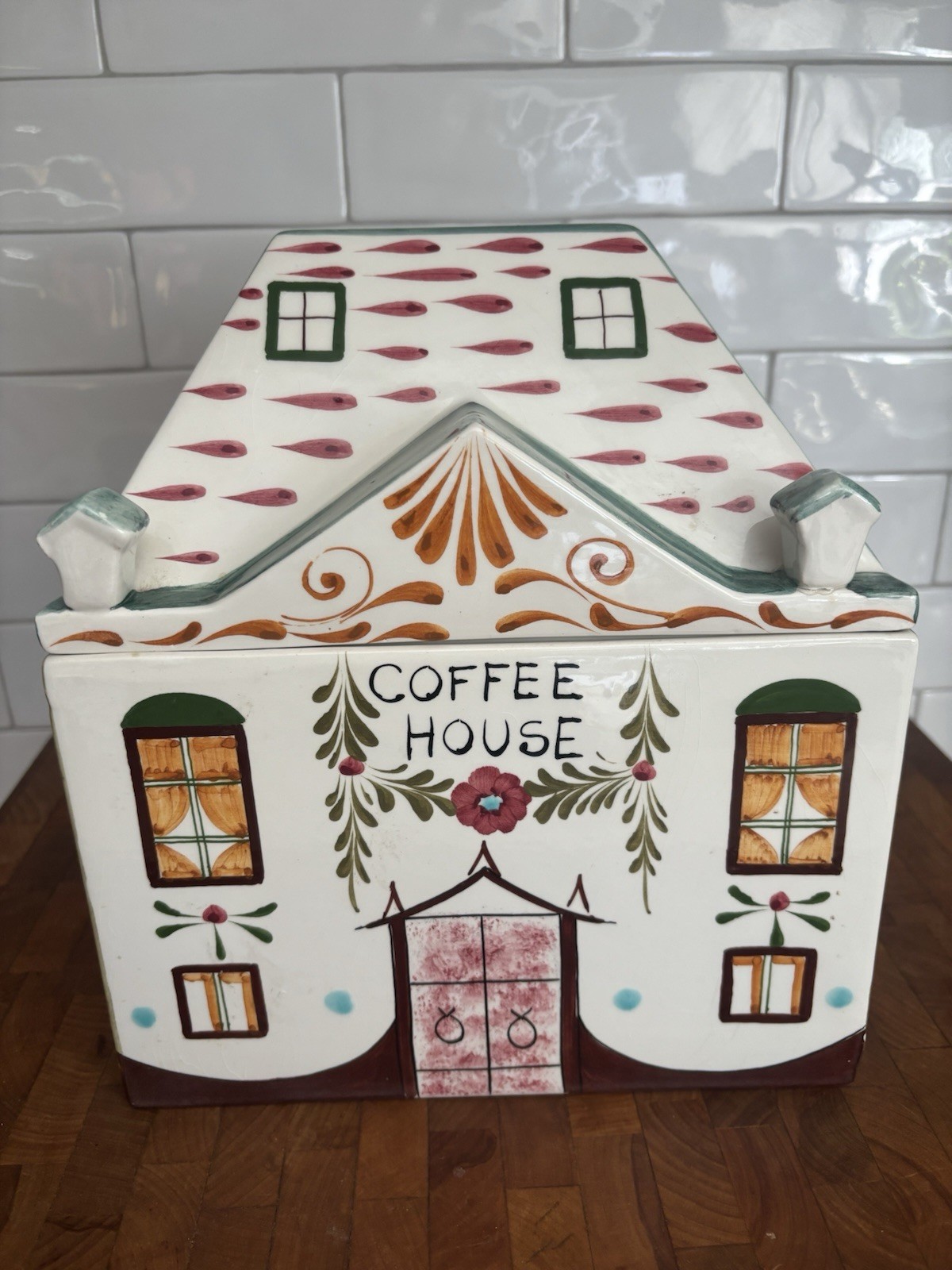 RARE Vtg Mancer Meiselman \'Coffee House\' Ceramic Canister Italian Cottagecore