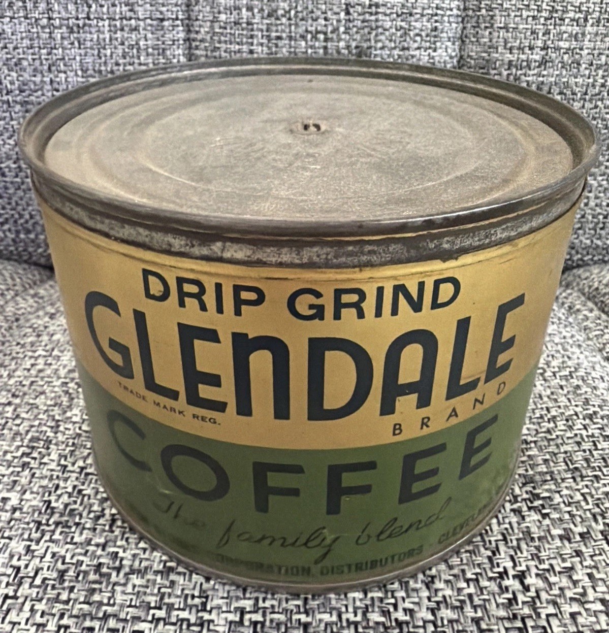 Vintage 1930s Glendale Drip Grind Coffee Metal Tin Canister Very Rare Antique