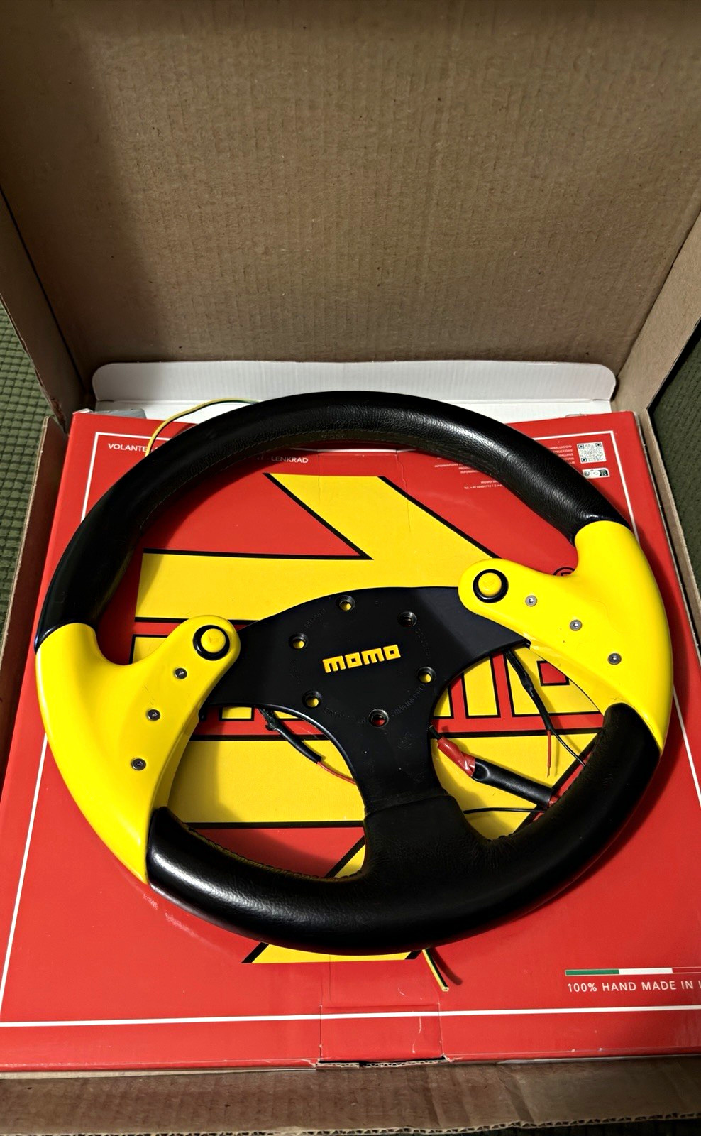 Vintage MOMO F1 Concept Ergonomic Steering Wheel Yellow Black Rare Vintage MOMO F1 Concept Ergonomic Steering Wheel Yellow Black Rare