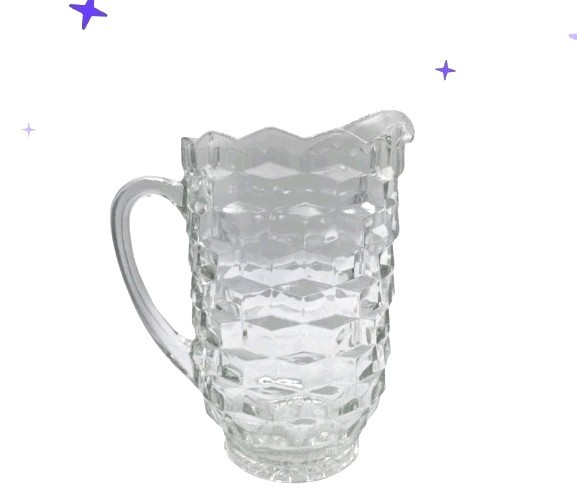 FOSTORIA CUBIST WHITEHALL COLONY GLASS Pitcher 8.5