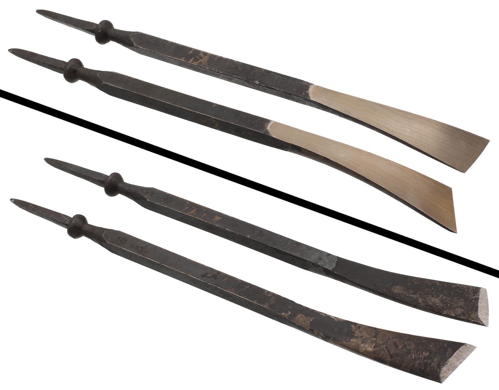 Unused/Unhafted Cog C16/Cog C18 R. & L. Back Bent Gouges-H. Taylor- mjdtoolparts Unused/Unhafted Cog C16/Cog C18 R. & L. Back Bent Gouges-H. Taylor- mjdtoolparts