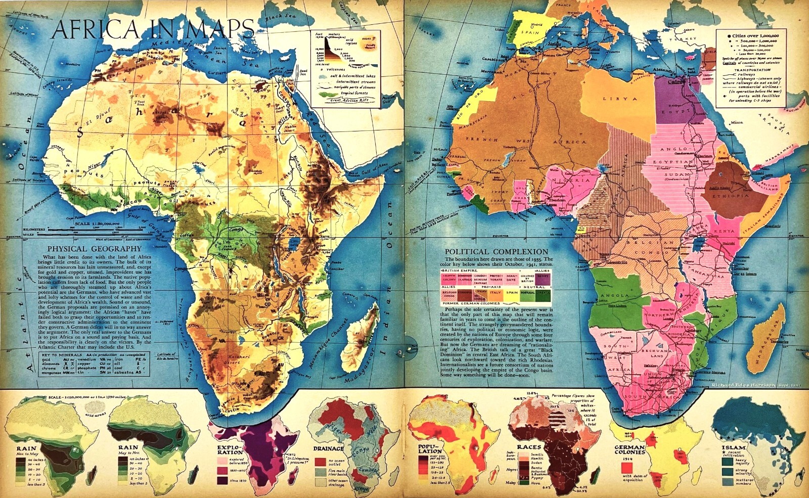 Africa In Maps Physical Geography & Political Complexity 1941 Vtg Mag Excerpt
