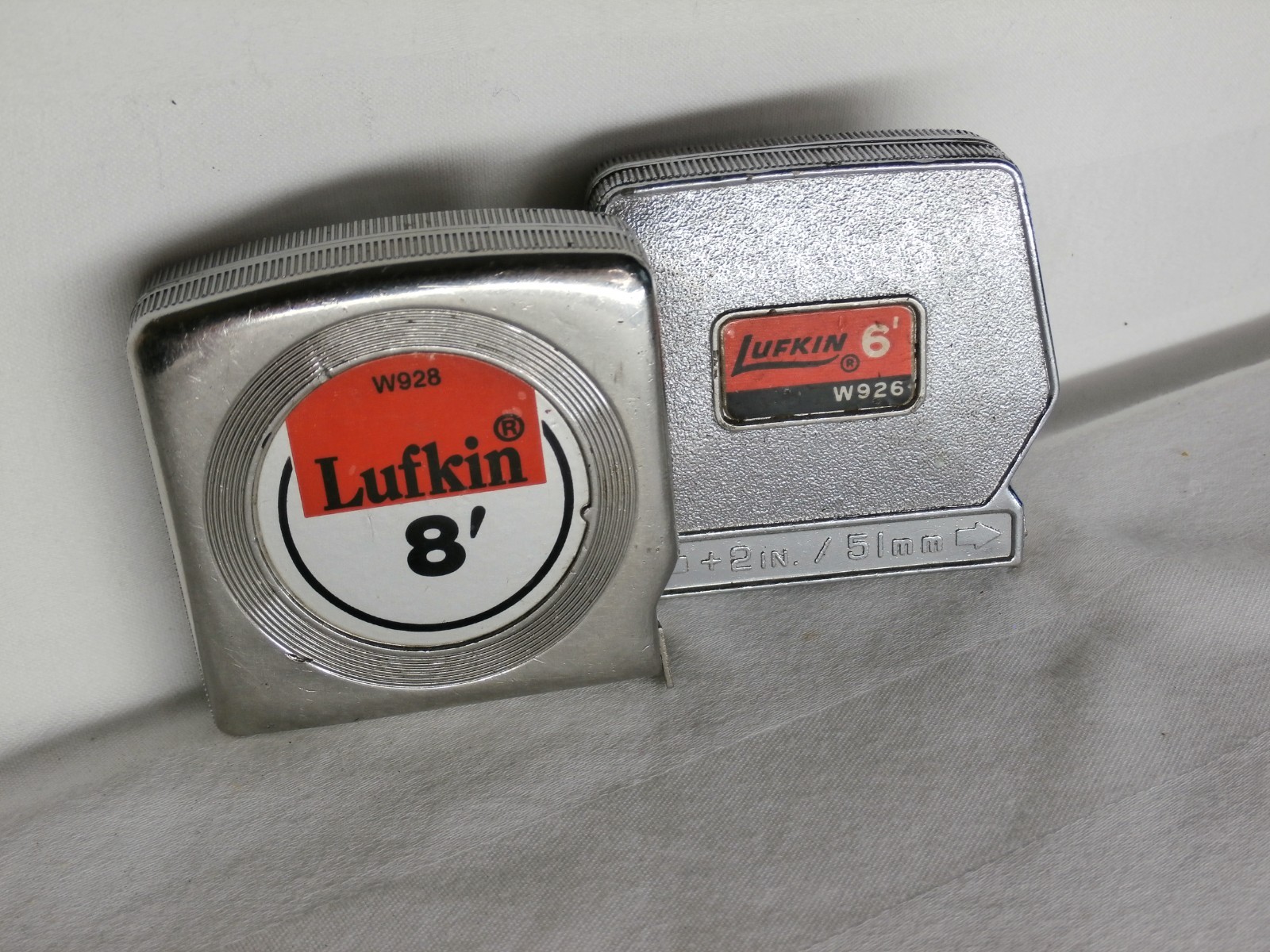 Vintage Lufkin 6Ft / 8Ft Measuring Tape W926 W928 With Belt Clip Lot of 2 Tools
