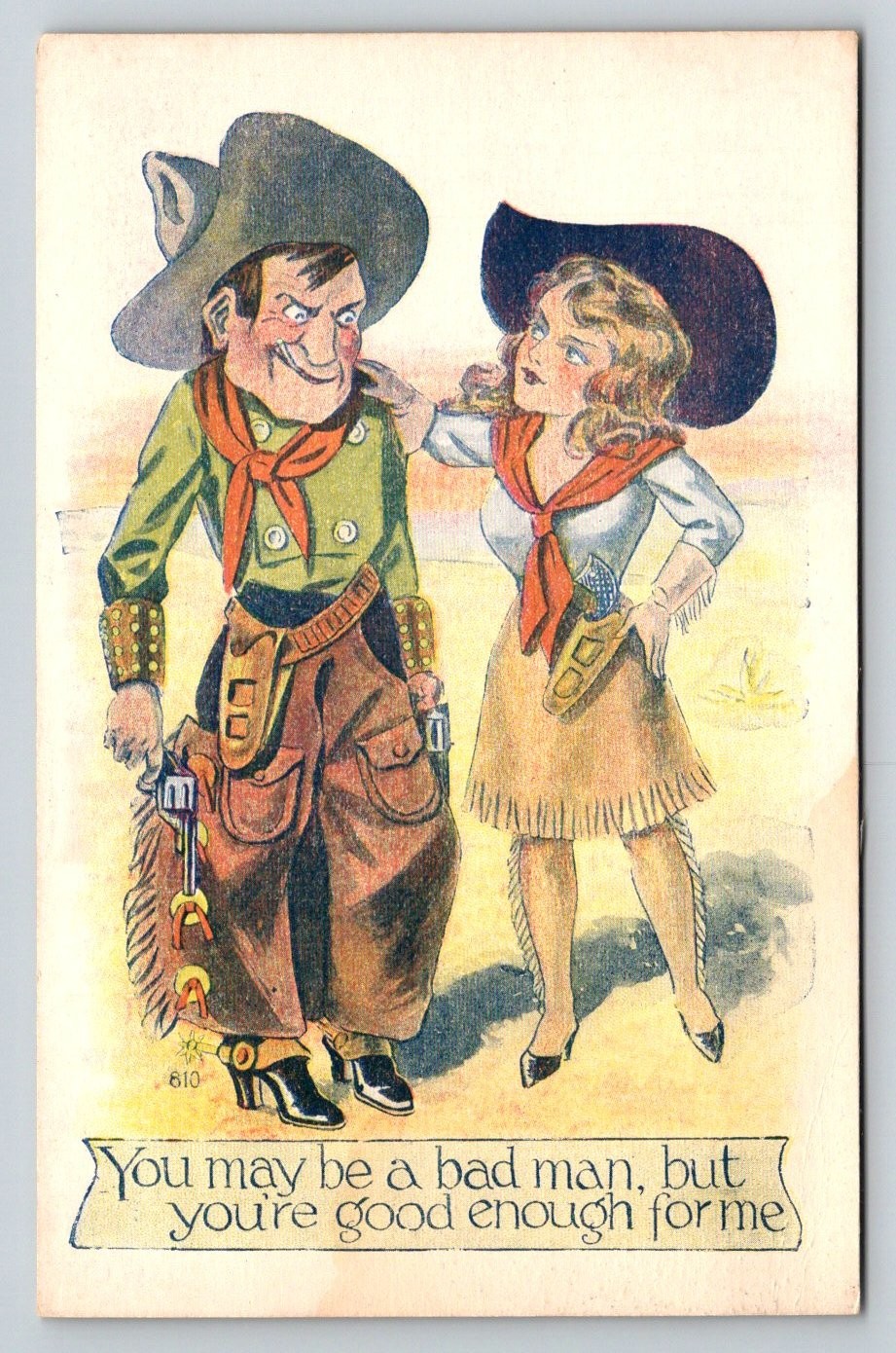 Vintage Cartoon Cowboy Cowgirl Postcard \ Vintage Cartoon Cowboy Cowgirl Postcard \