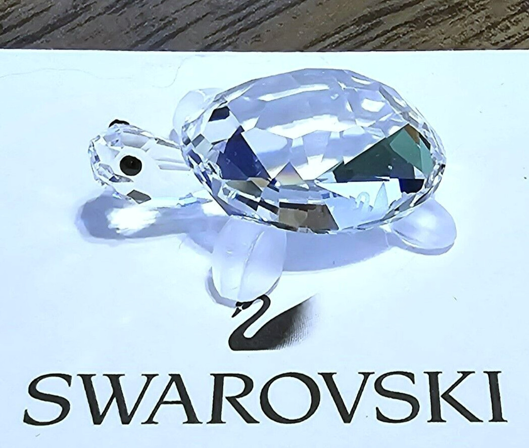 🐢 Swarovski Crystal Mini Baby Turtle / Tortoise Figurine, w/ Frosted Legs, Logo
