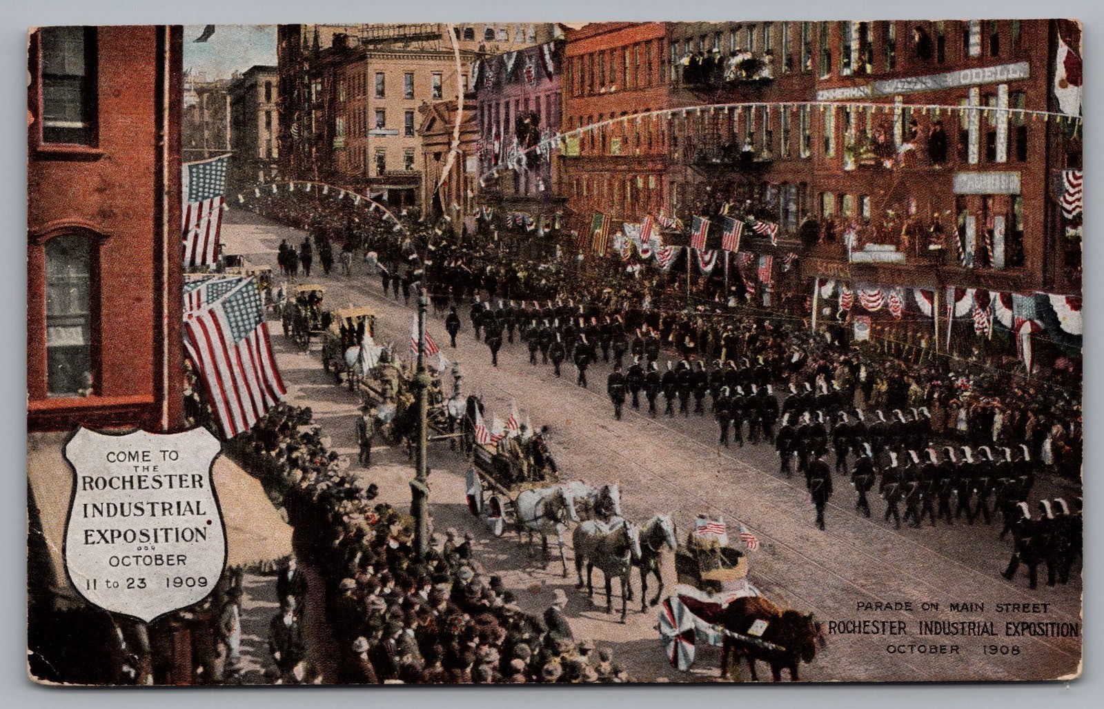 Parade On Main Street Rochester NY Industrial Exposition UDB Postcard TS-256