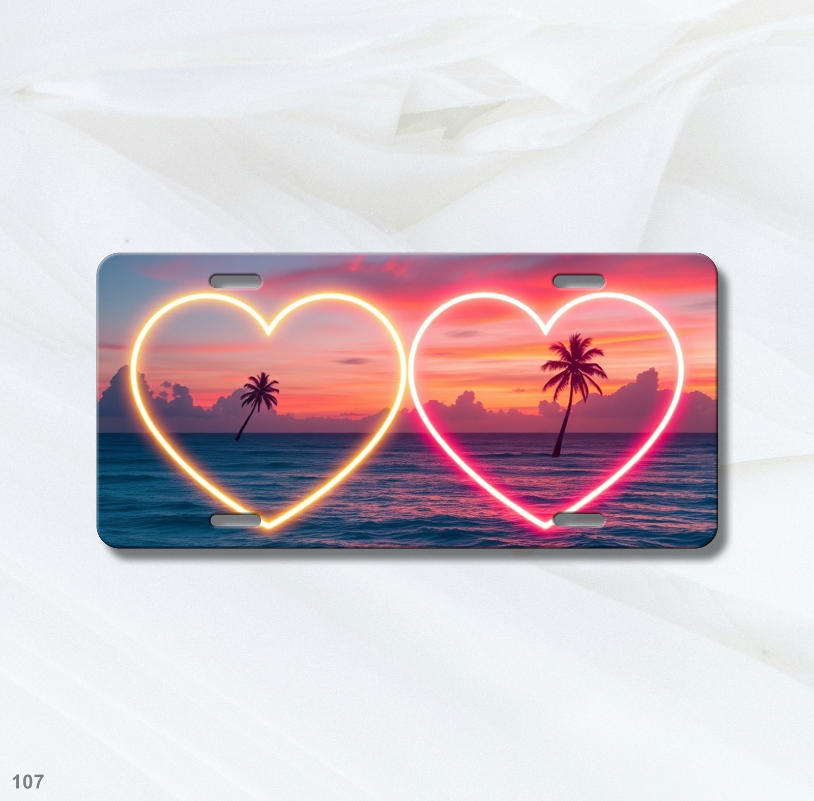 Stunning Twin Hearts Graphic Personalized Name License Plate Customizable Valent Stunning Twin Hearts Graphic Personalized Name License Plate Customizable Valent