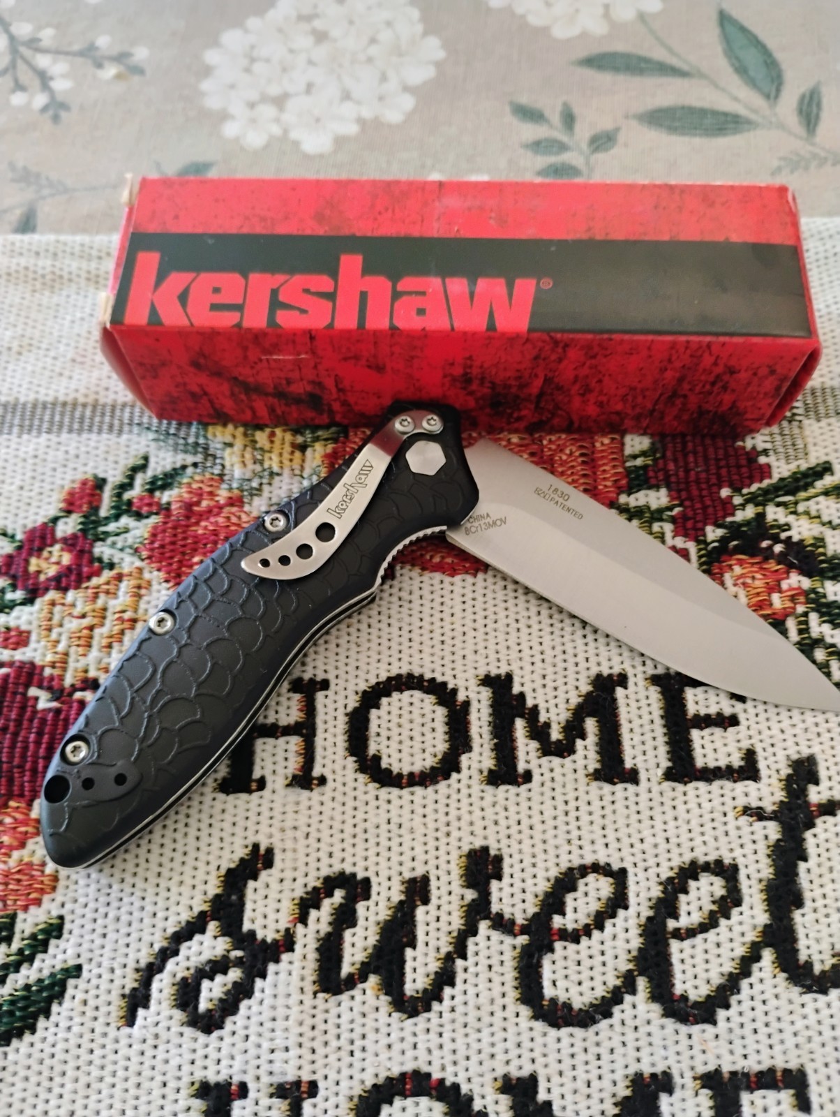 Kershaw 1830OL Black Plastic Handle Pocketknife 8Cr13MoV Drop Point Blade