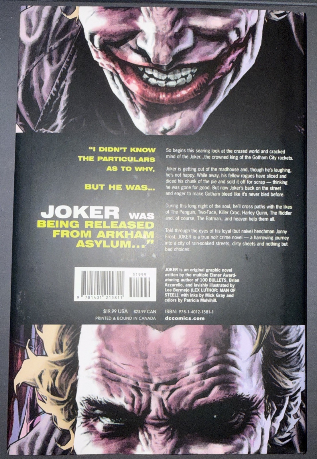 The Joker (DC Comics, December 2008) by Brian Azzarello Hardcover