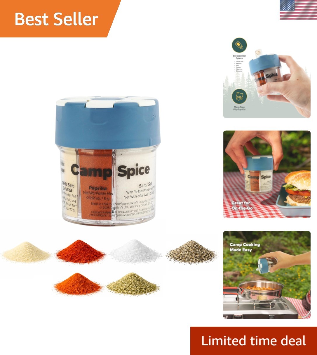 Lightweight 6-Spice Travel Shaker: Perfect for BBQ, Camping, and Everyday Use Lightweight 6-Spice Travel Shaker: Perfect for BBQ, Camping, and Everyday Use