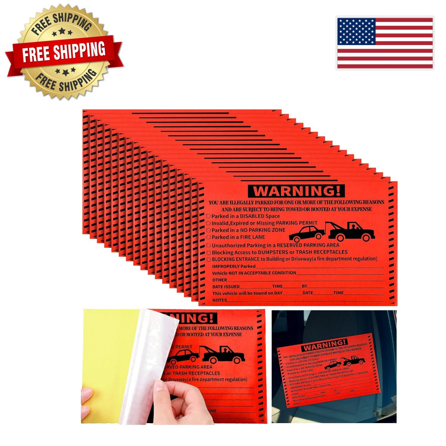 200 Pcs Waterproof Red No Parking Stickers - Ideal for Driveways & Garages