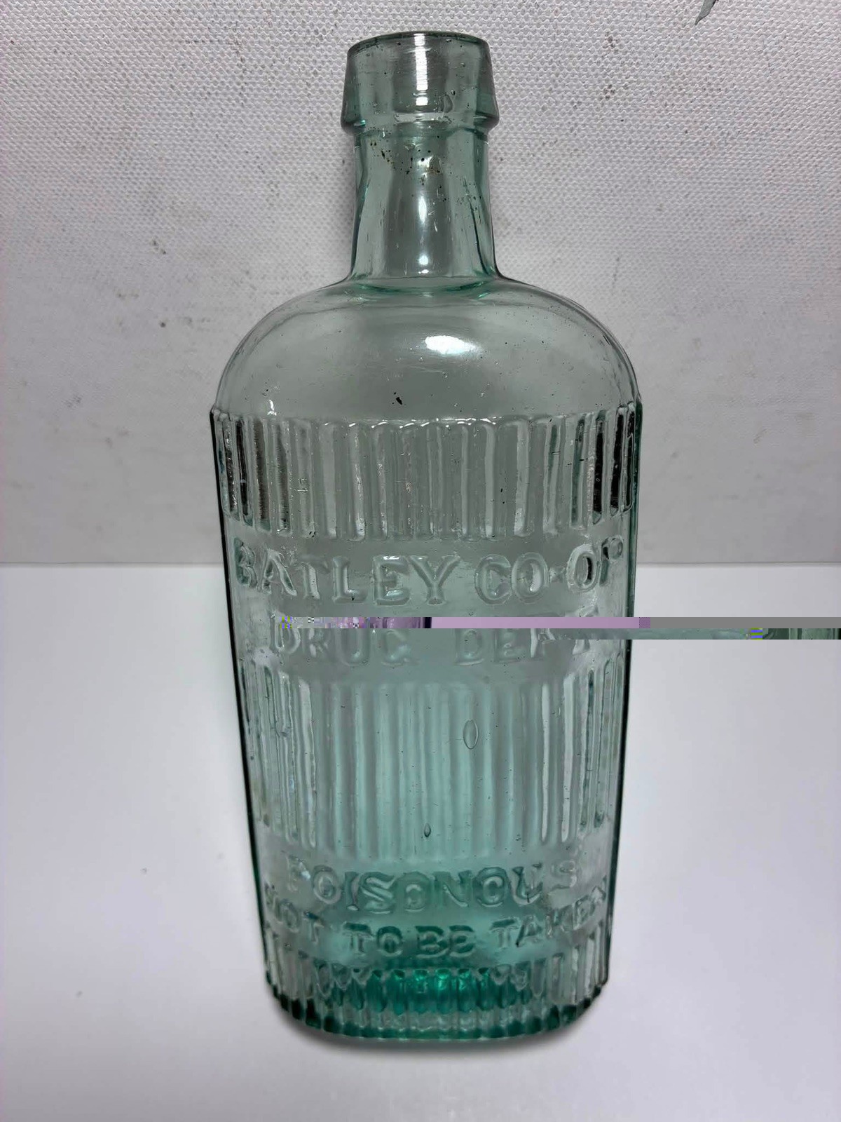 Nice AQUA Old Embossed YORKSHIRE POISONOUS NOT TO BE TAKEN Bottle.