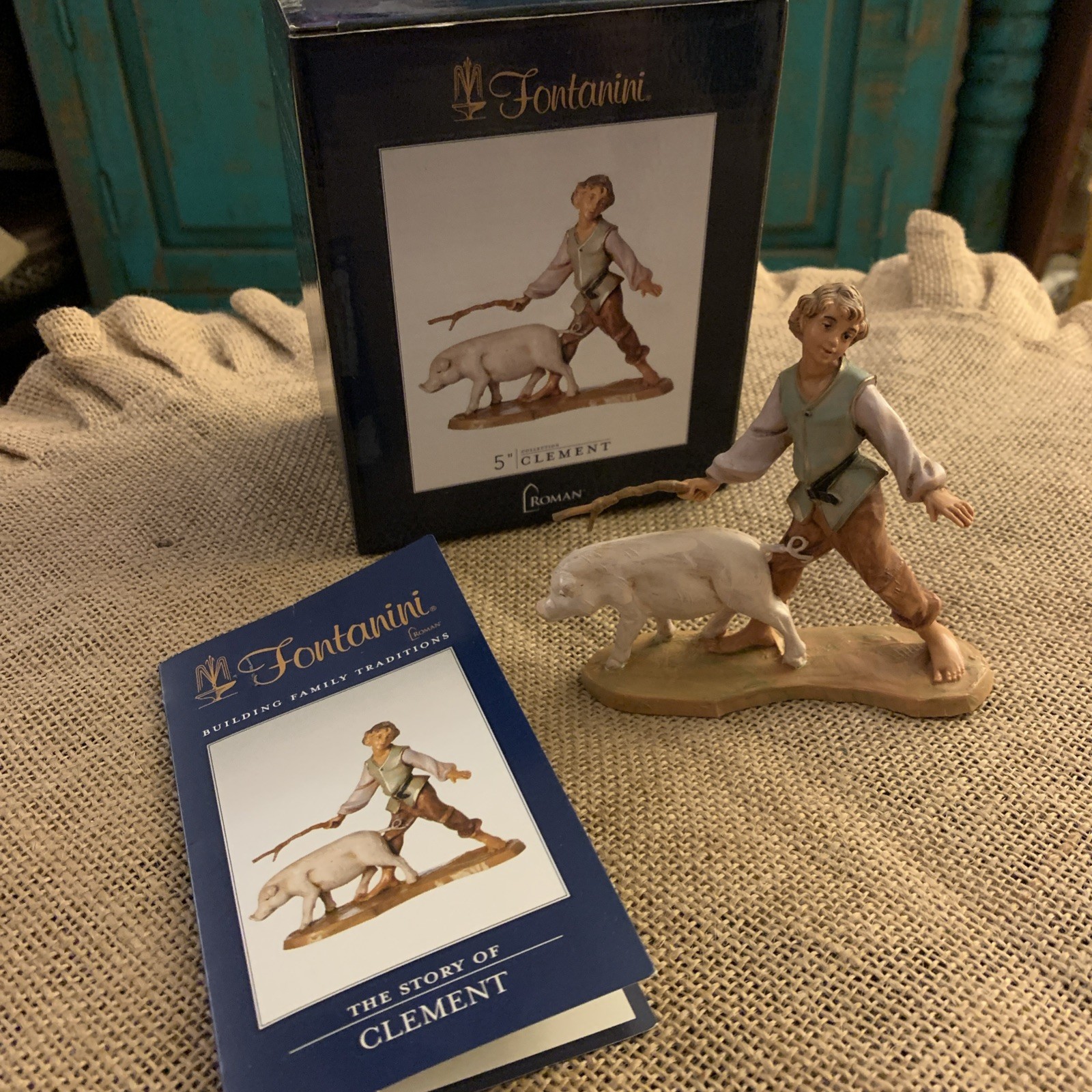 Fontanini Clement Nativity Figurine Shepherd Boy w/ Pig Multicolor Boxed 54088 Fontanini Clement Nativity Figurine Shepherd Boy w/ Pig Multicolor Boxed 54088
