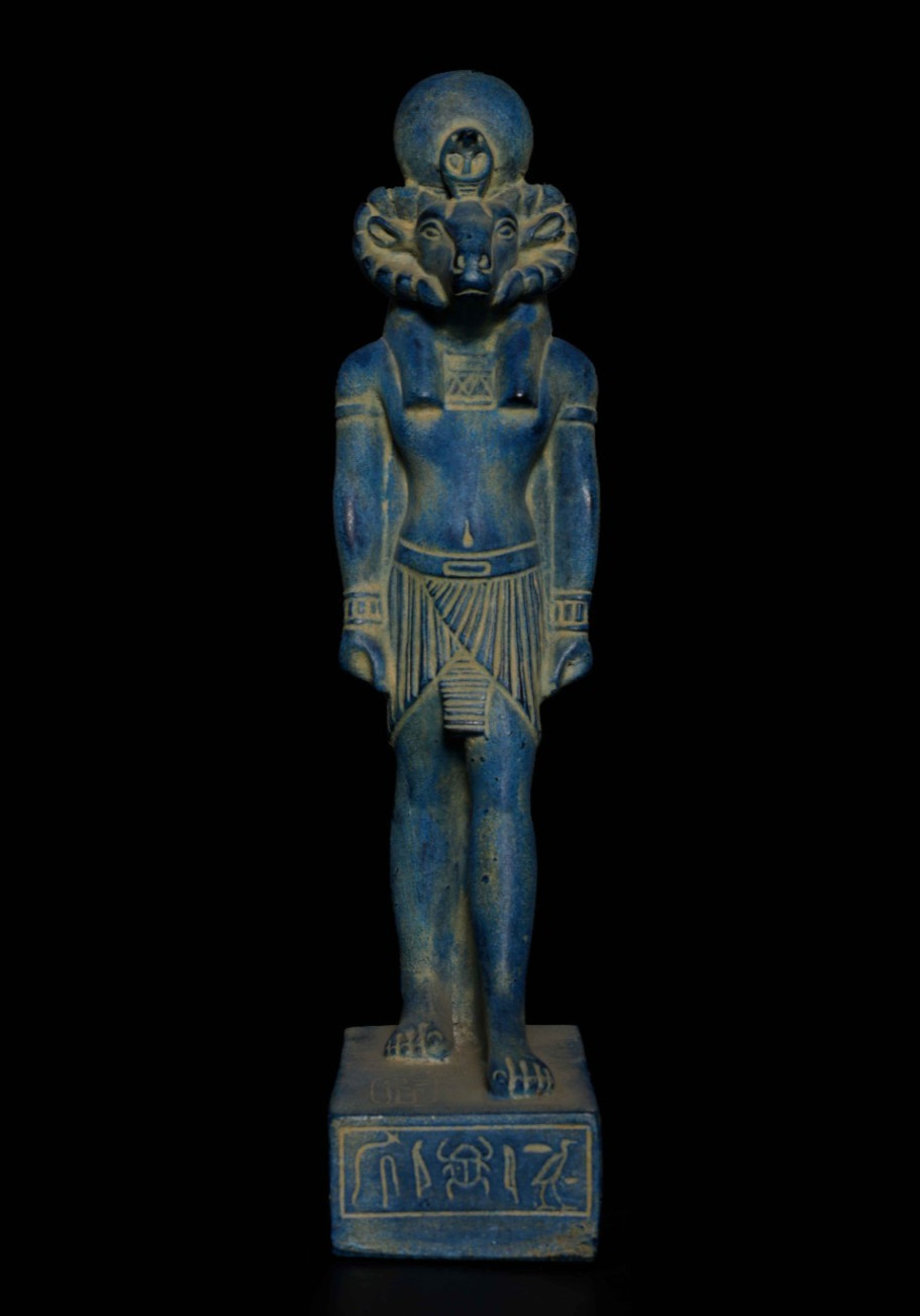 Ancient Egyptian God Khnum Statue Rare Ram Deity Figurine BC