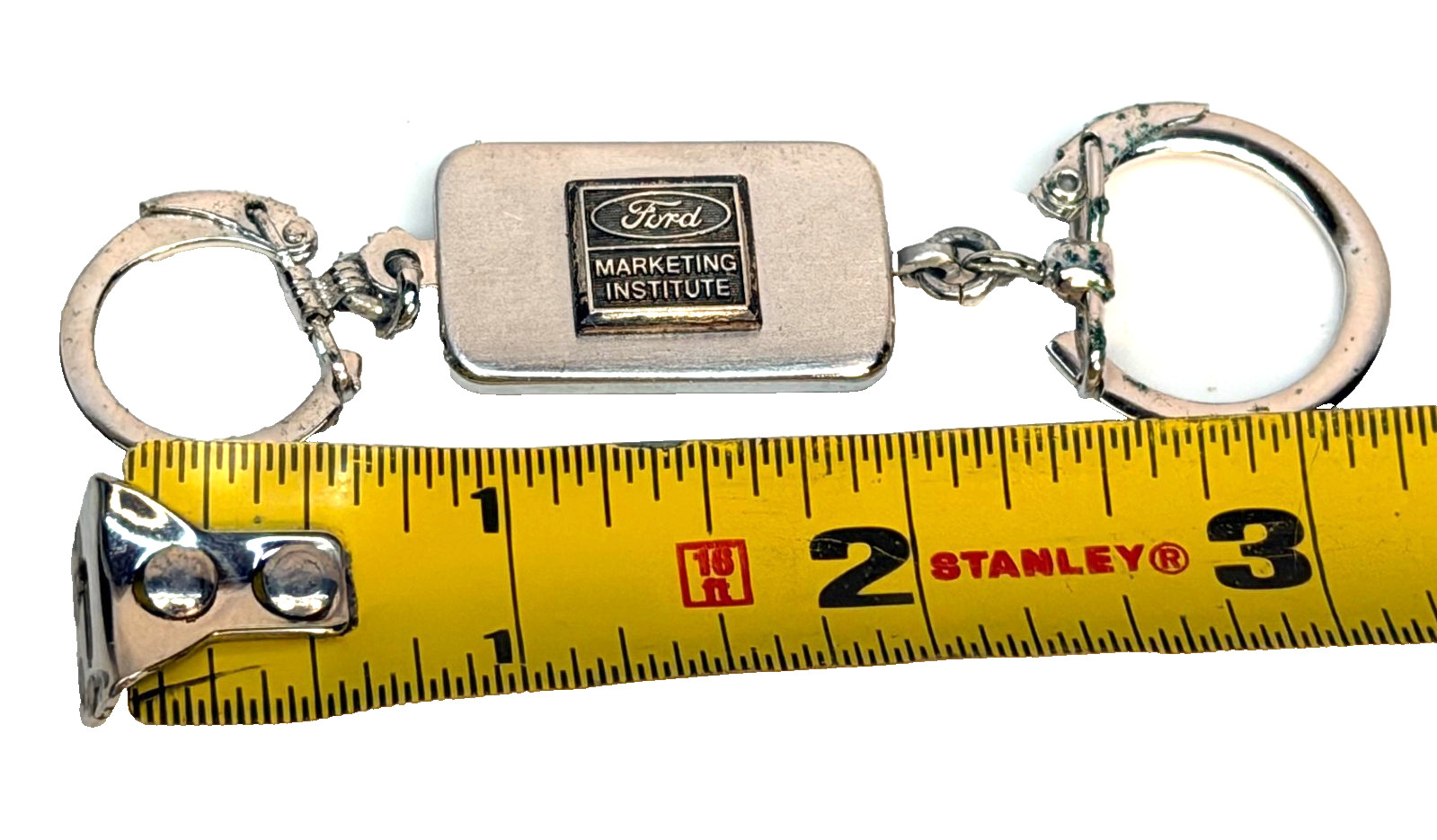 Vtg Silver Ford Marketing Institute Rectangular Promotional Advertising KeyChain Vtg Silver Ford Marketing Institute Rectangular Promotional Advertising KeyChain