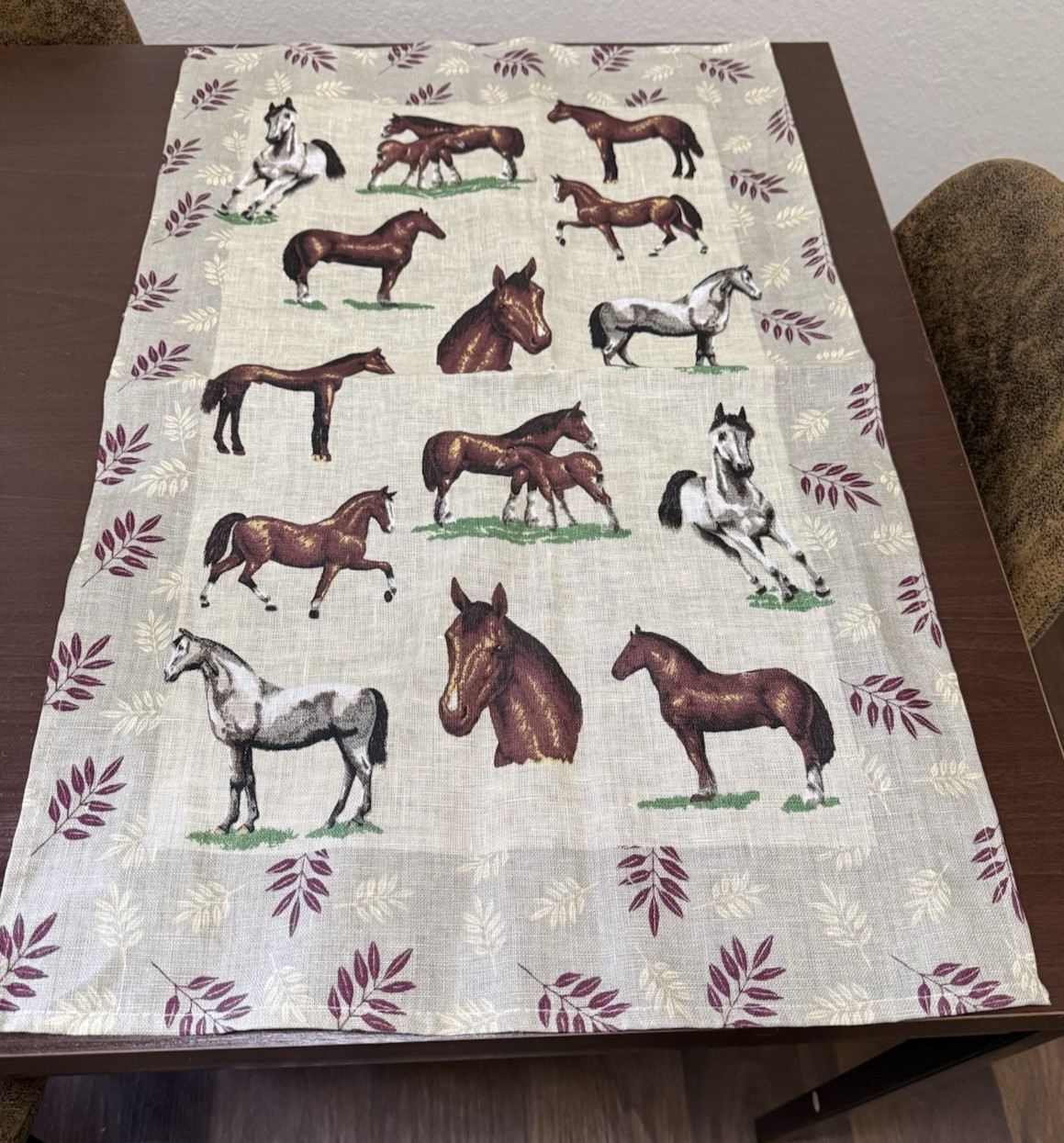 Vintage Ulster Weavers Irish Linen Tea Towel Horse & Foal Print Unused #002984