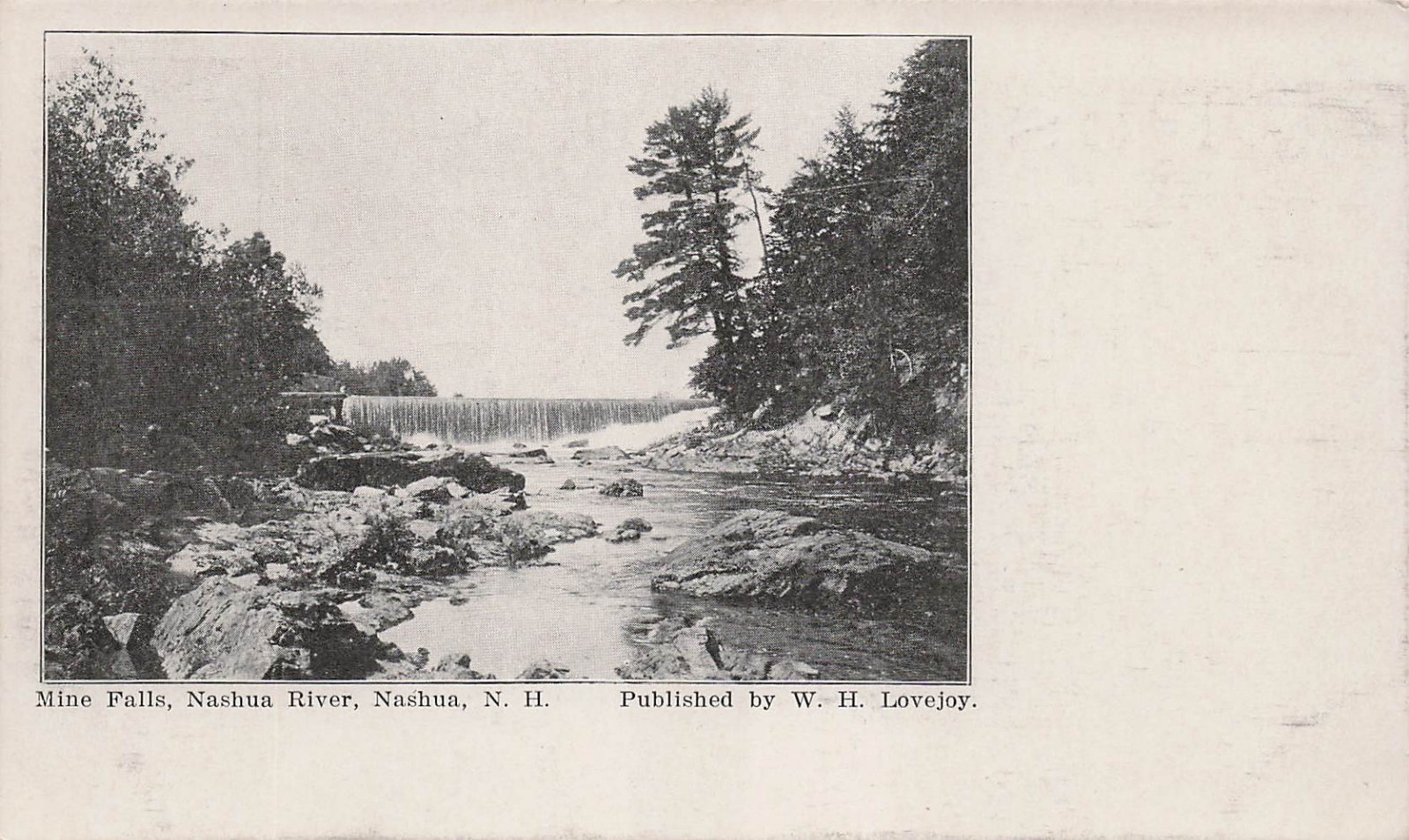 Nashua New Hampshire NH Mine Falls Nashua River Dam Scenic Vtg Postcard K15