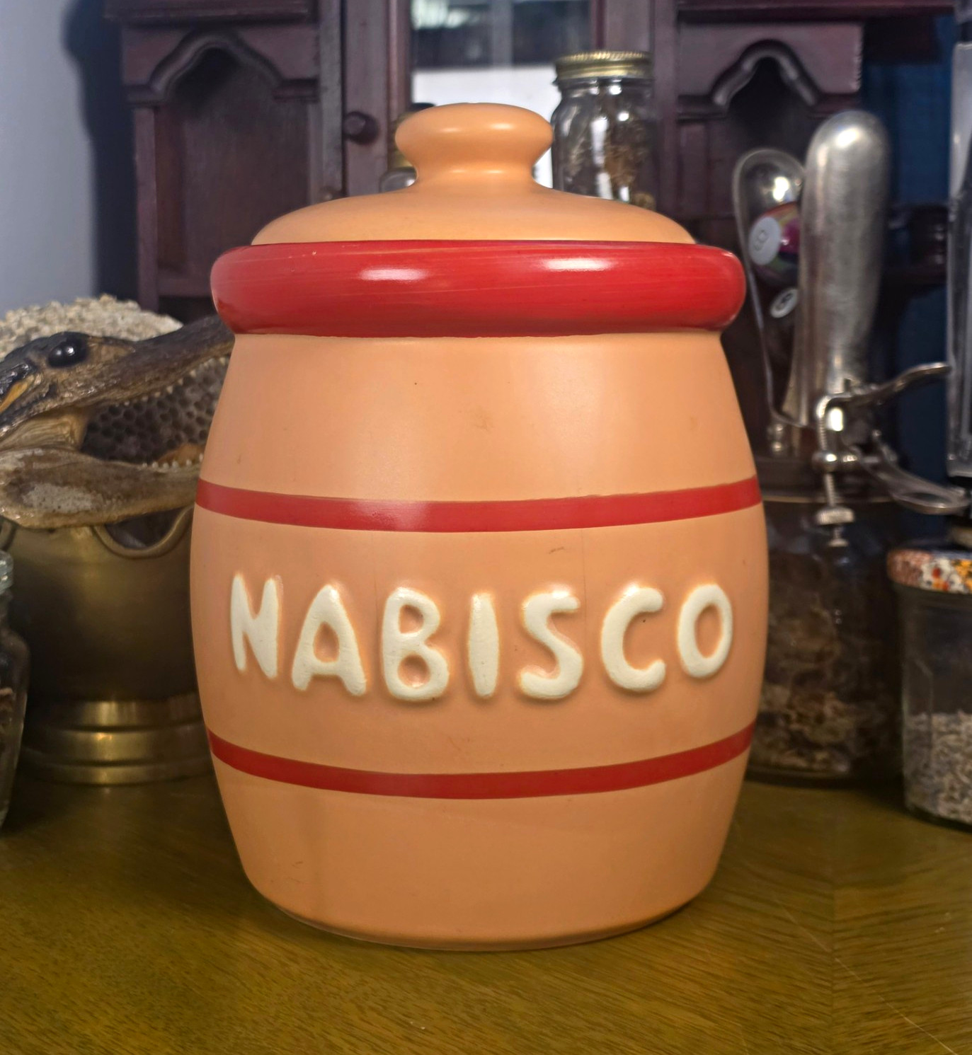 1978 McCoy Pottery Nabisco Barrel Cookie Jar 1978 McCoy Pottery Nabisco Barrel Cookie Jar