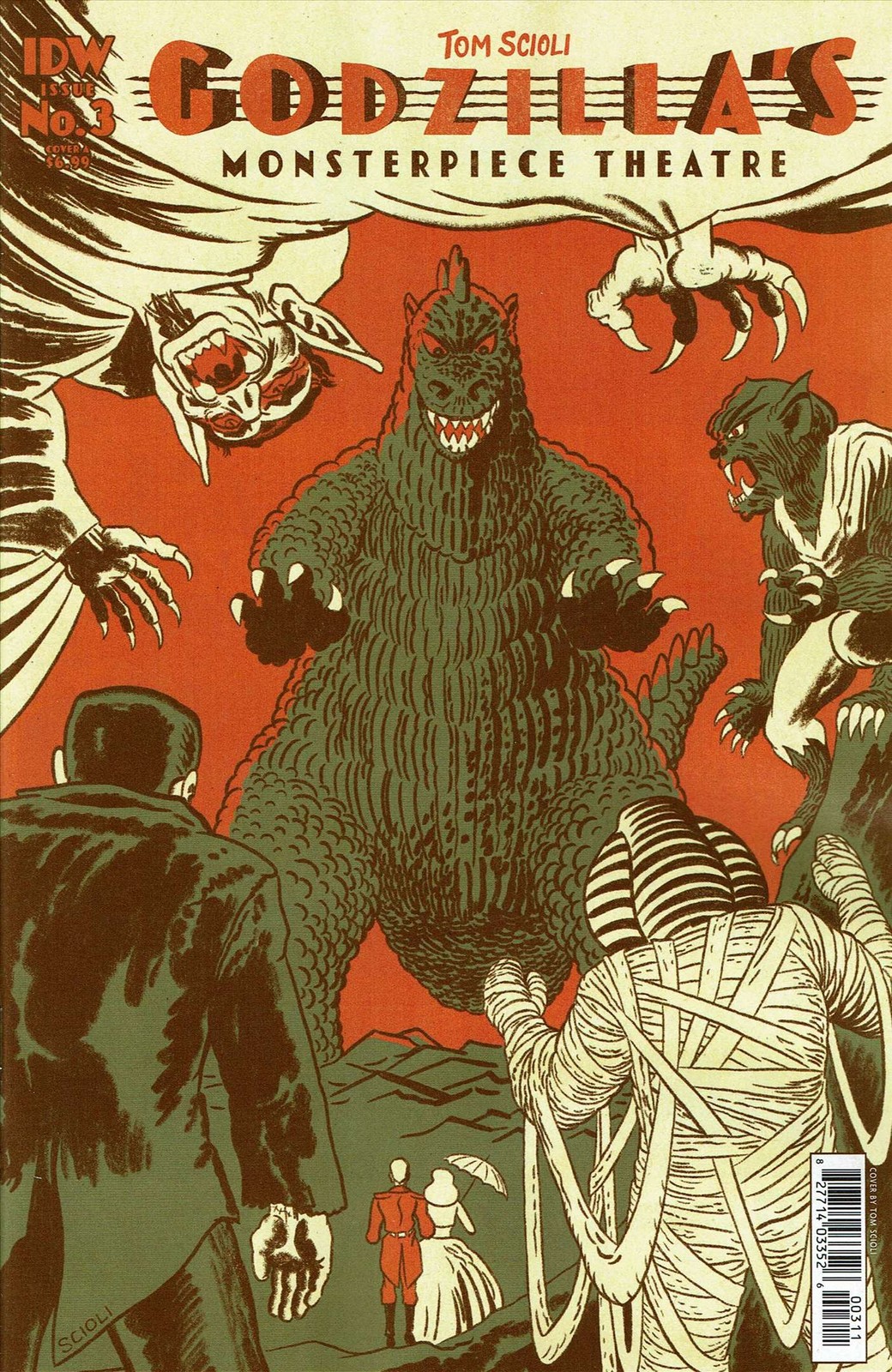 Godzilla's Monsterpiece Theatre #3A VF/NM; IDW | Frankenstein Dracula Mummy - w/