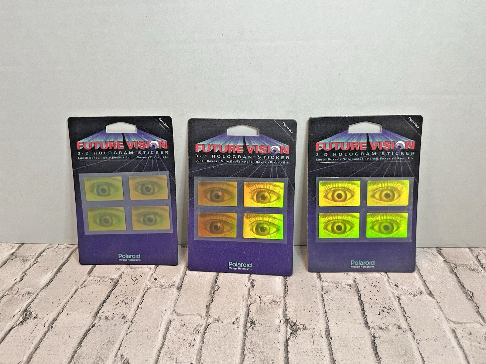 Vintage Polaroid Future Vision 3D Holographic sticker Eyes 1993 Lot Of 3