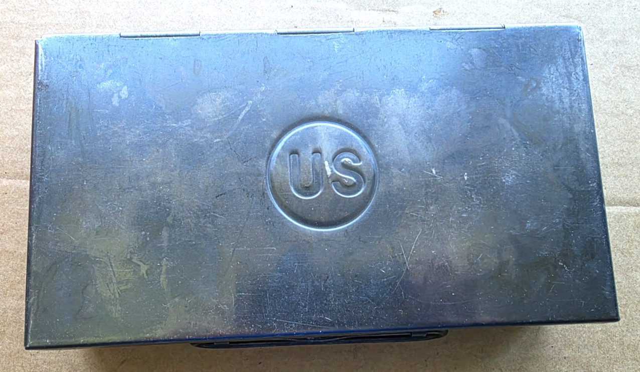 US WWII Model 1912 Colt Squad Cleaning Kit Metal Box Military Army Empty