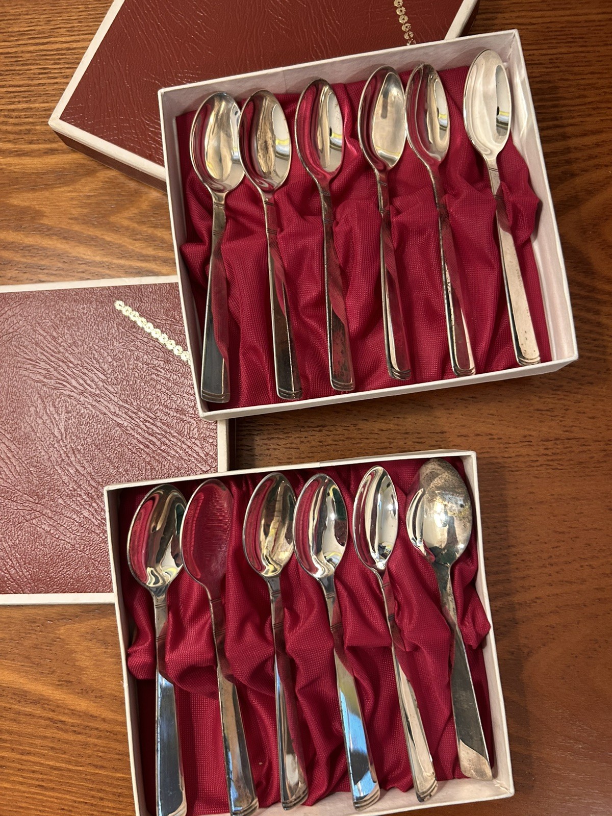 Vintage Polish Silver-Plated Spoon Sets (Pair of 6-Piece Boxed Sets) – Mid-Centu
