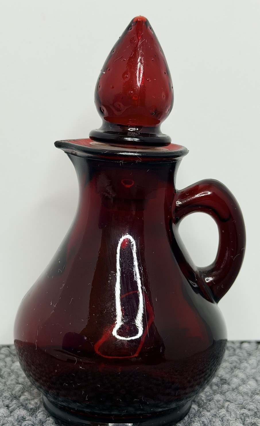 Avon Vintage Ruby Red Mini Cruet Decanter With Stopper Glass Bottle 6\