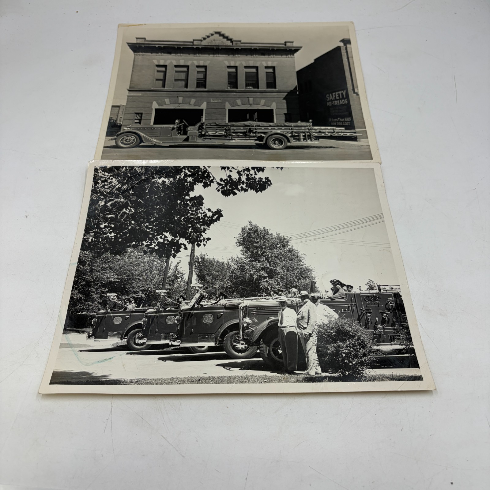 c.1930s Fire Department Trucks Lot of 2 Original Photos Lucas Omaha Nebraska