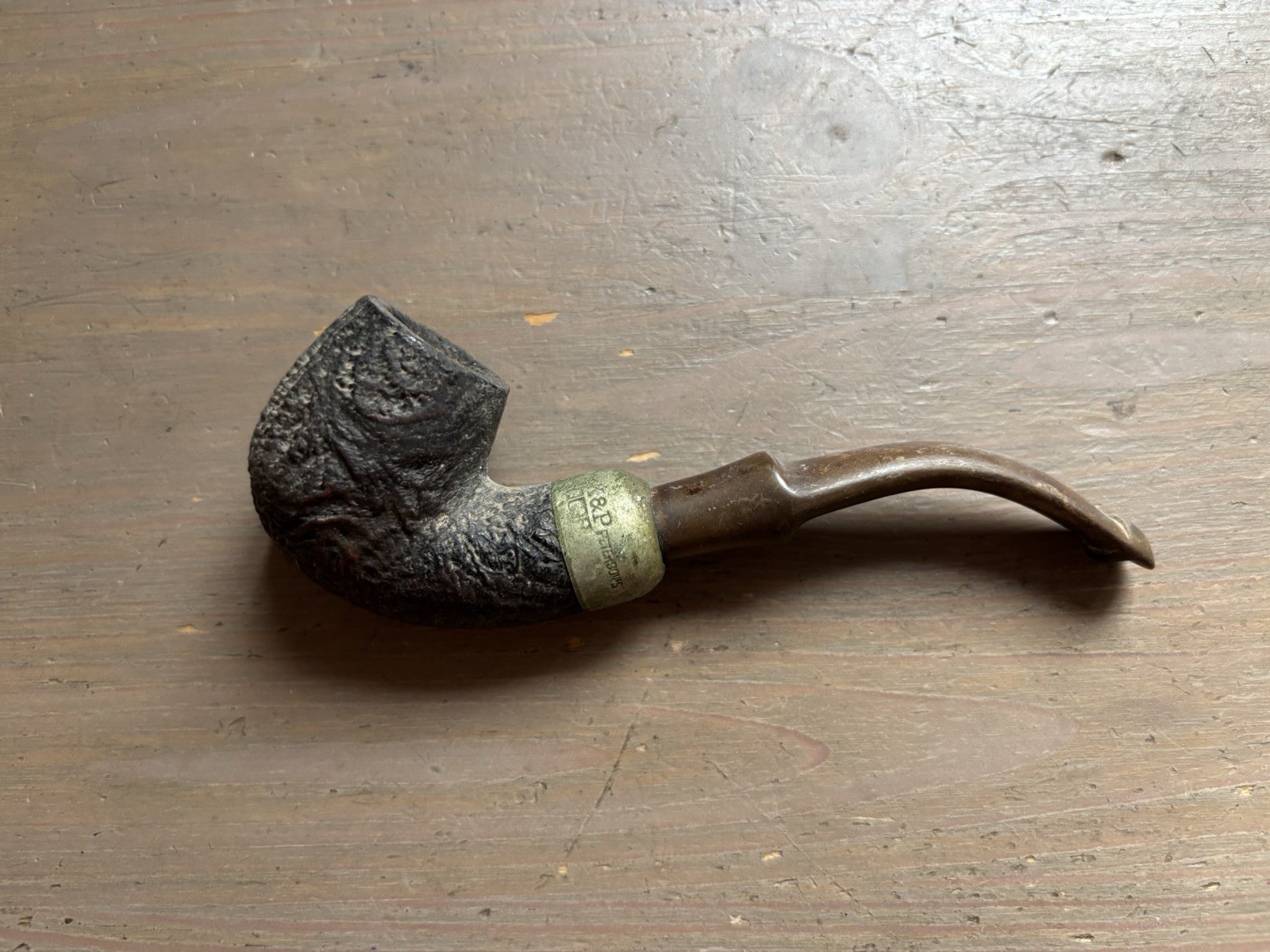 Vintage K&P Peterson Rustic Briar Bent System Estate Tobacco Pipe P-Lip