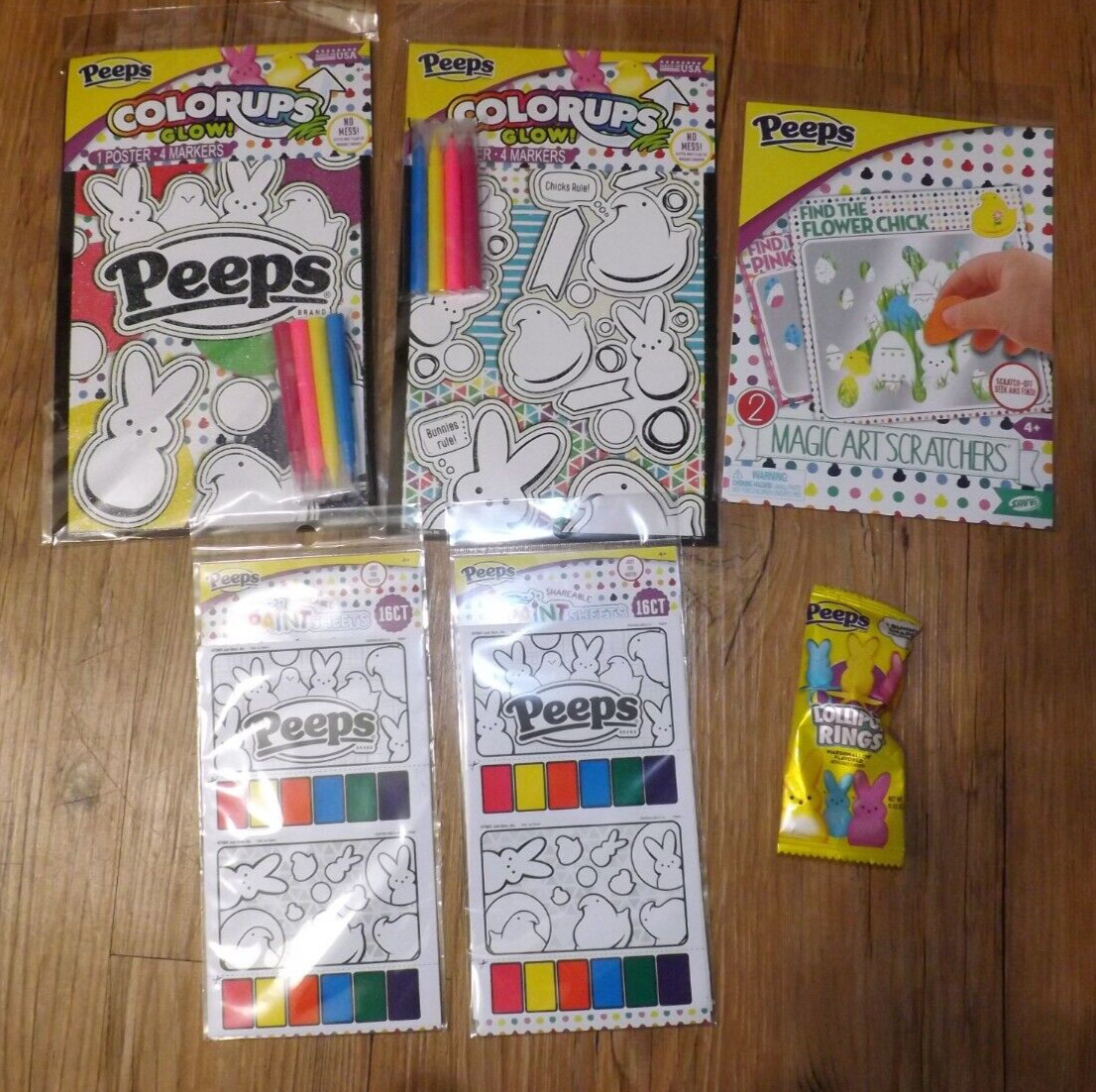 6 NEW PEEPS activities paint with water magic art scratchers glow poster markers