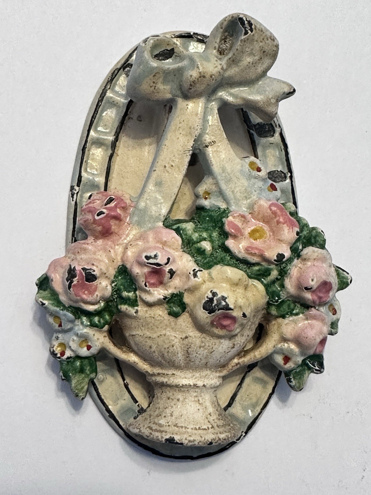 ANTIQUE HUBLEY # 124 USA CAST IRON FLOWER GARDEN PLANT DOORKNOCKER DOOR KNOCKER
