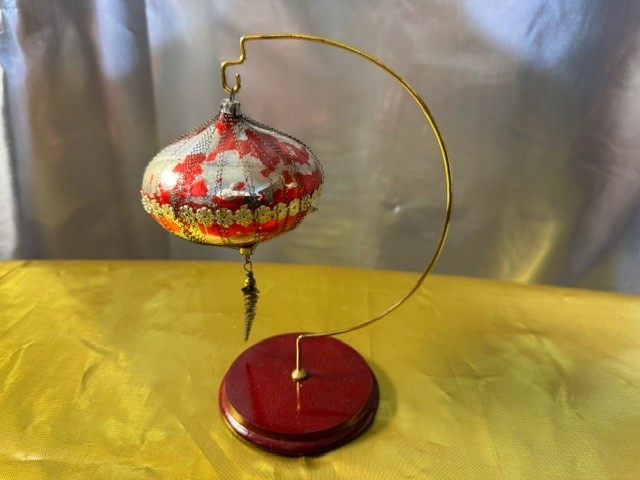 Vintage 1920.s- 40s Germany Beaded Wire Mesh Onion Teardrop Christmas Ornament Vintage 1920.s- 40s Germany Beaded Wire Mesh Onion Teardrop Christmas Ornament