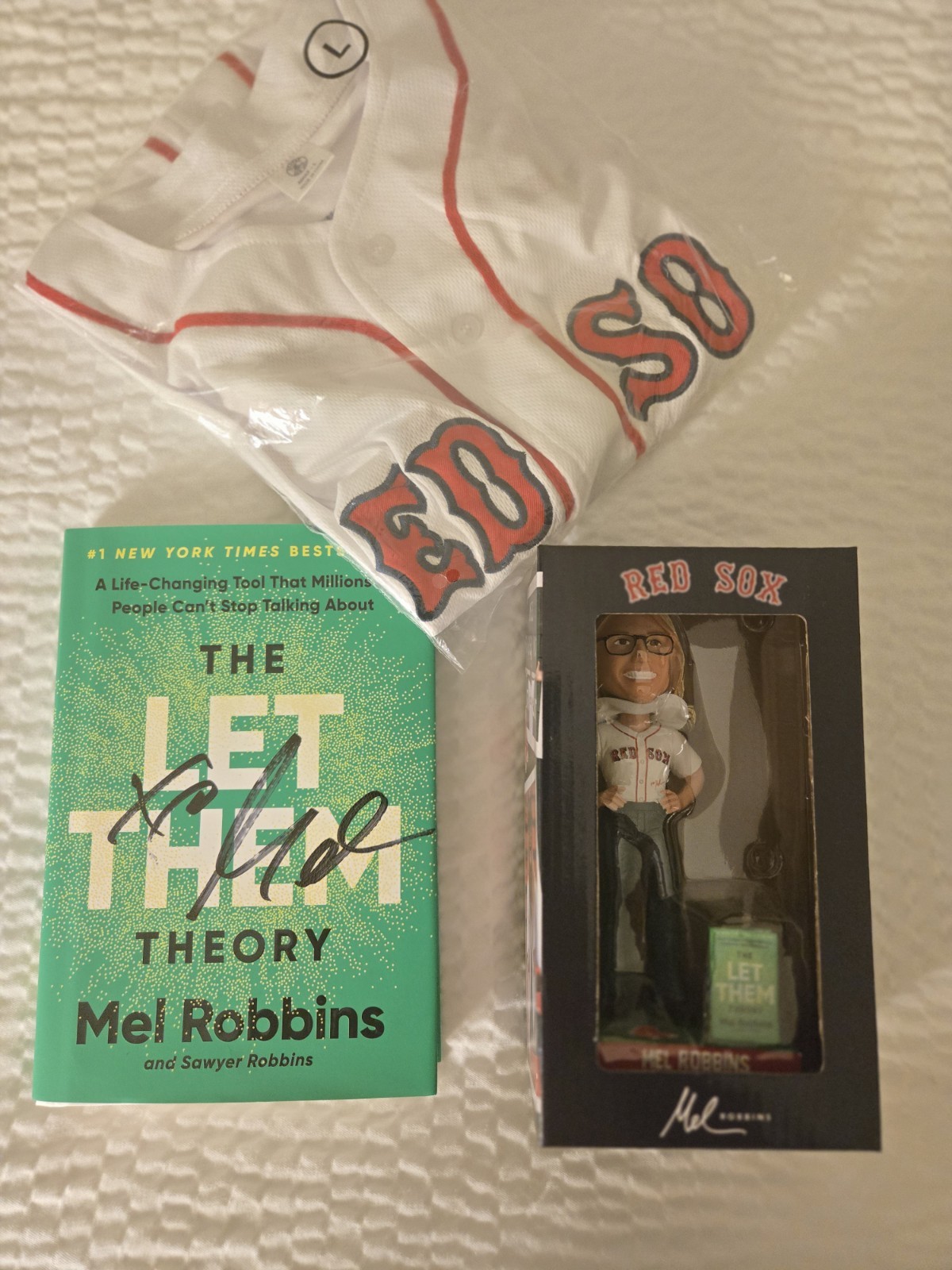 2026 Mel Robbins VIP Package: Signed Book, Bobblehed, L Jersey FENWAY EXCLUSIVE