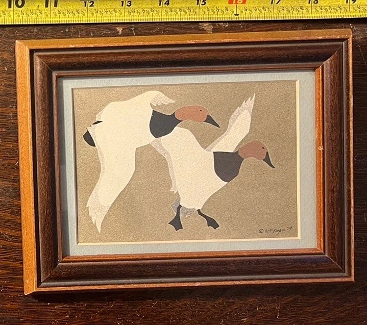 Signed W. MORGAN 1979-1983 PRINT Ducks / Waterfowl 7” X 9” Beautiful Wood Framed