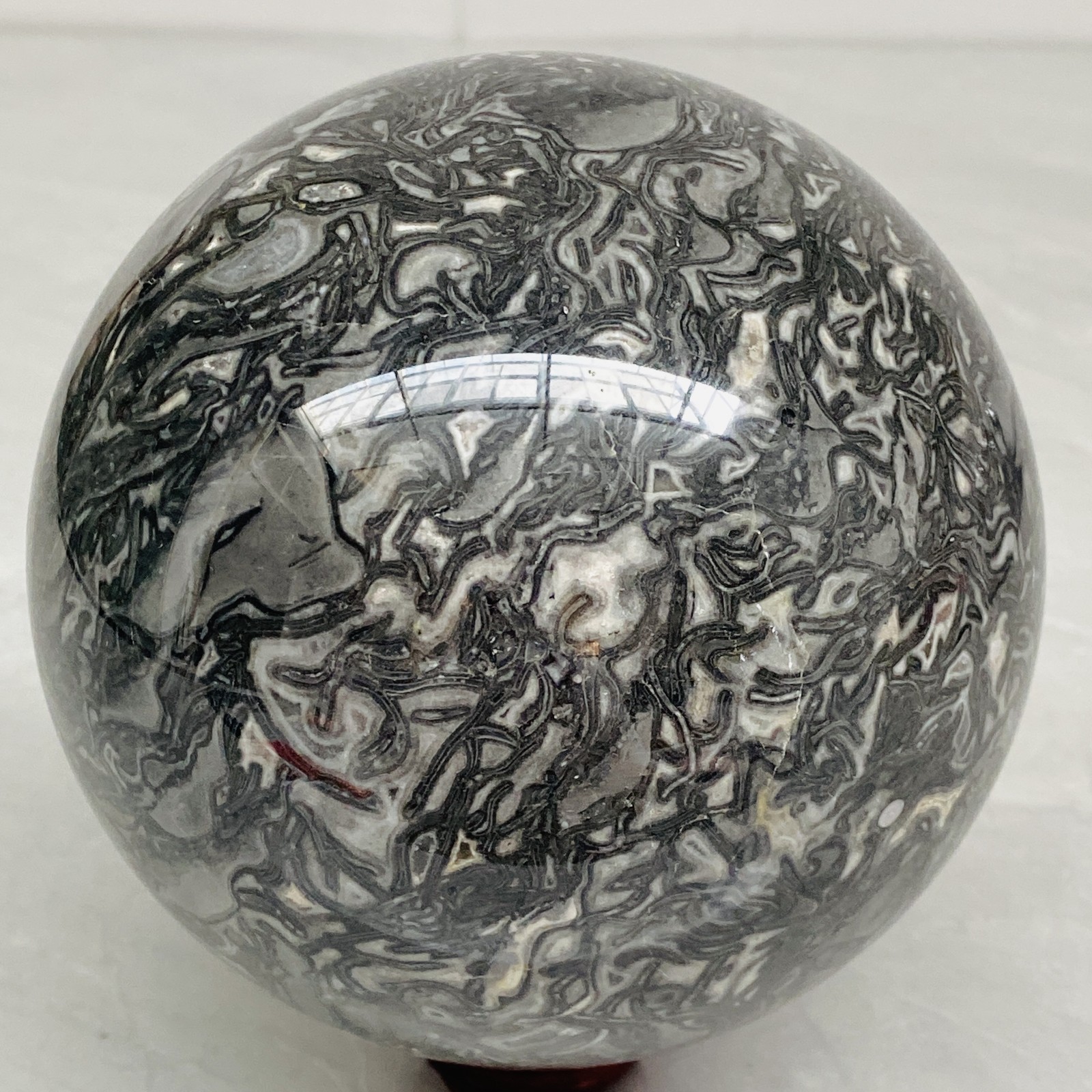 Natural Picasso Jasper Sphere Black Gray Crystal Ball Healing 2920G (6.43LB)