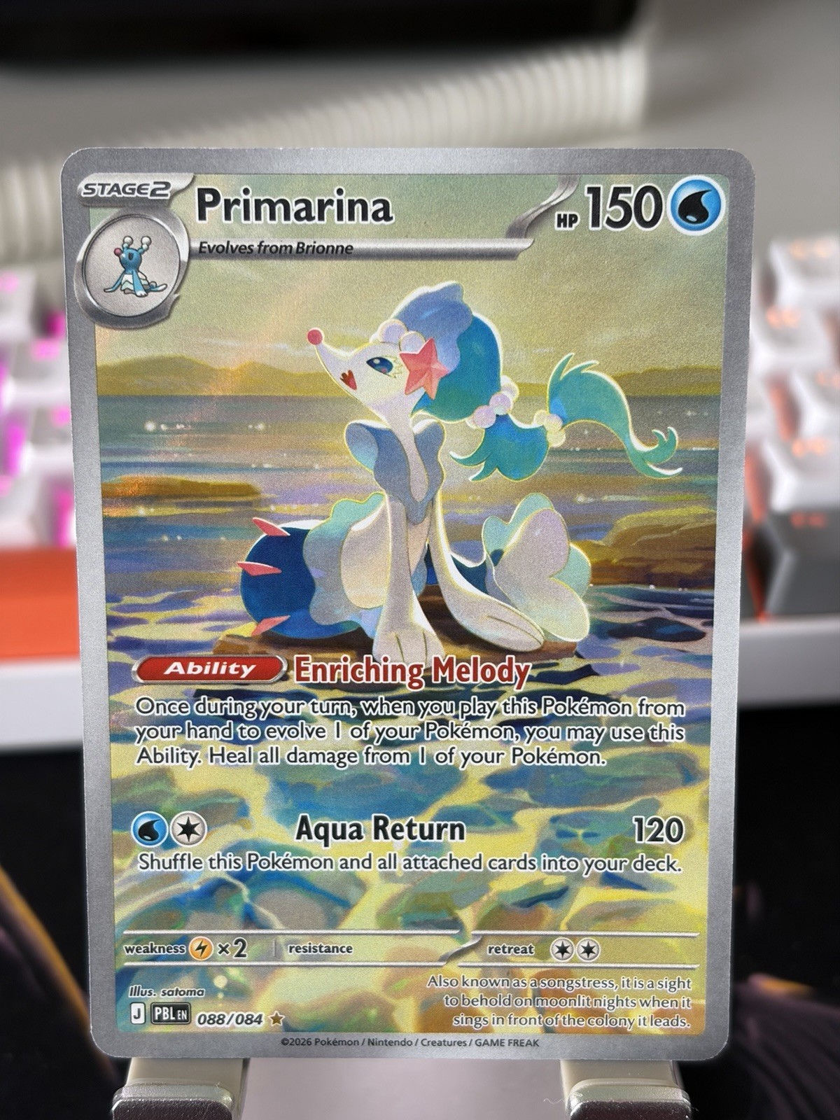 Primarina 088/084 Illustration Rare Pitch Black Pokemon Holo Near Mint NM