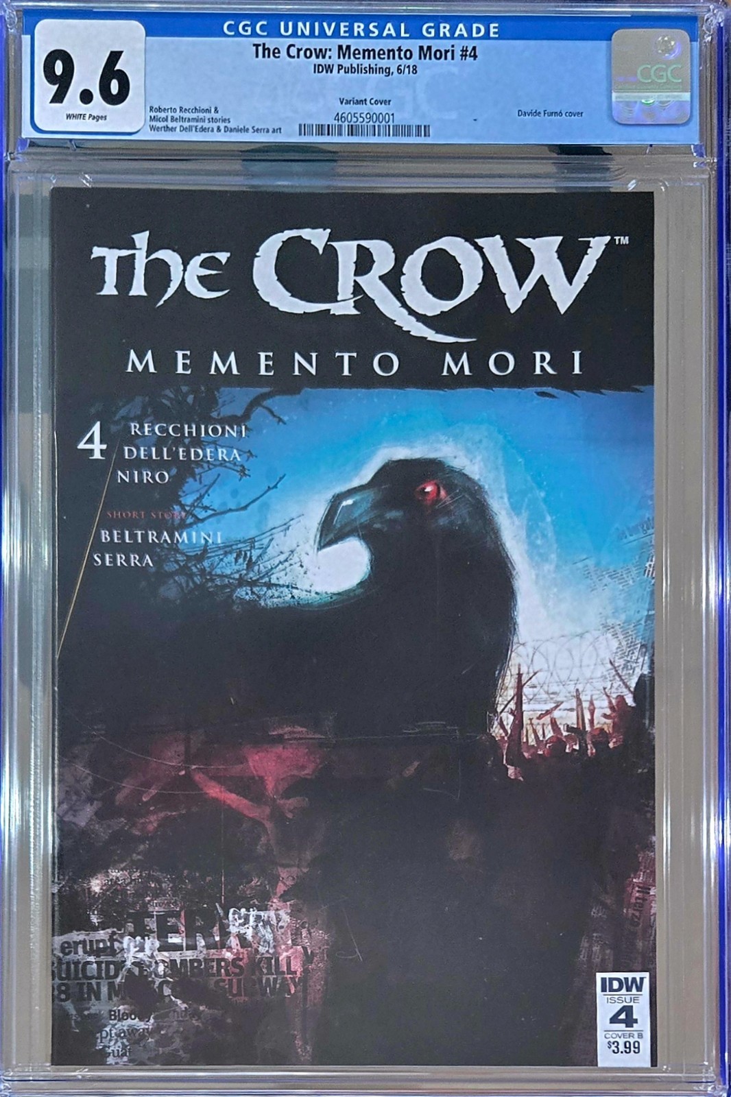 The Crow: Memento Mori #4 Variant Cover B, CGC 9.6 (NM+) WP, 2018 IDW