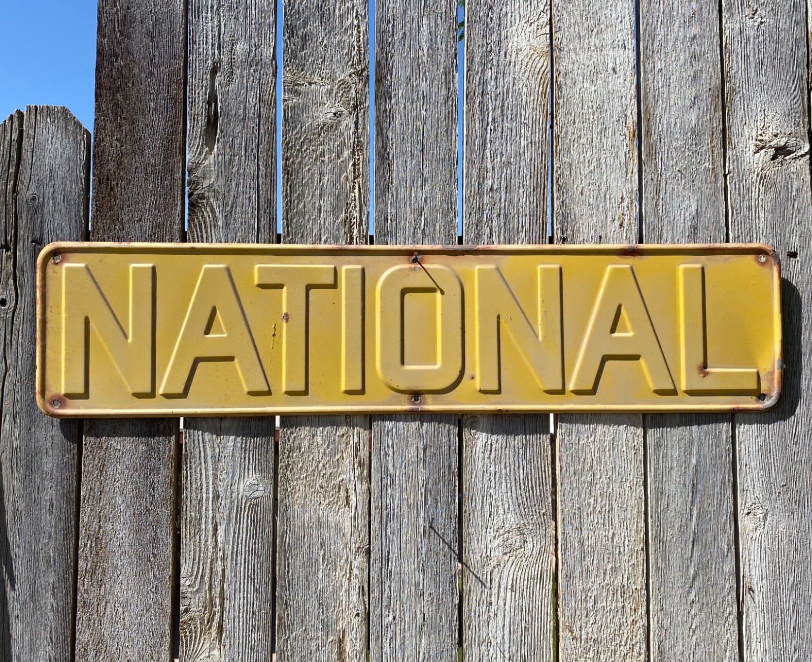 VTG NATIONAL Pump Jack Embossed Metal Sign Oil Field Advertising Garage Decor