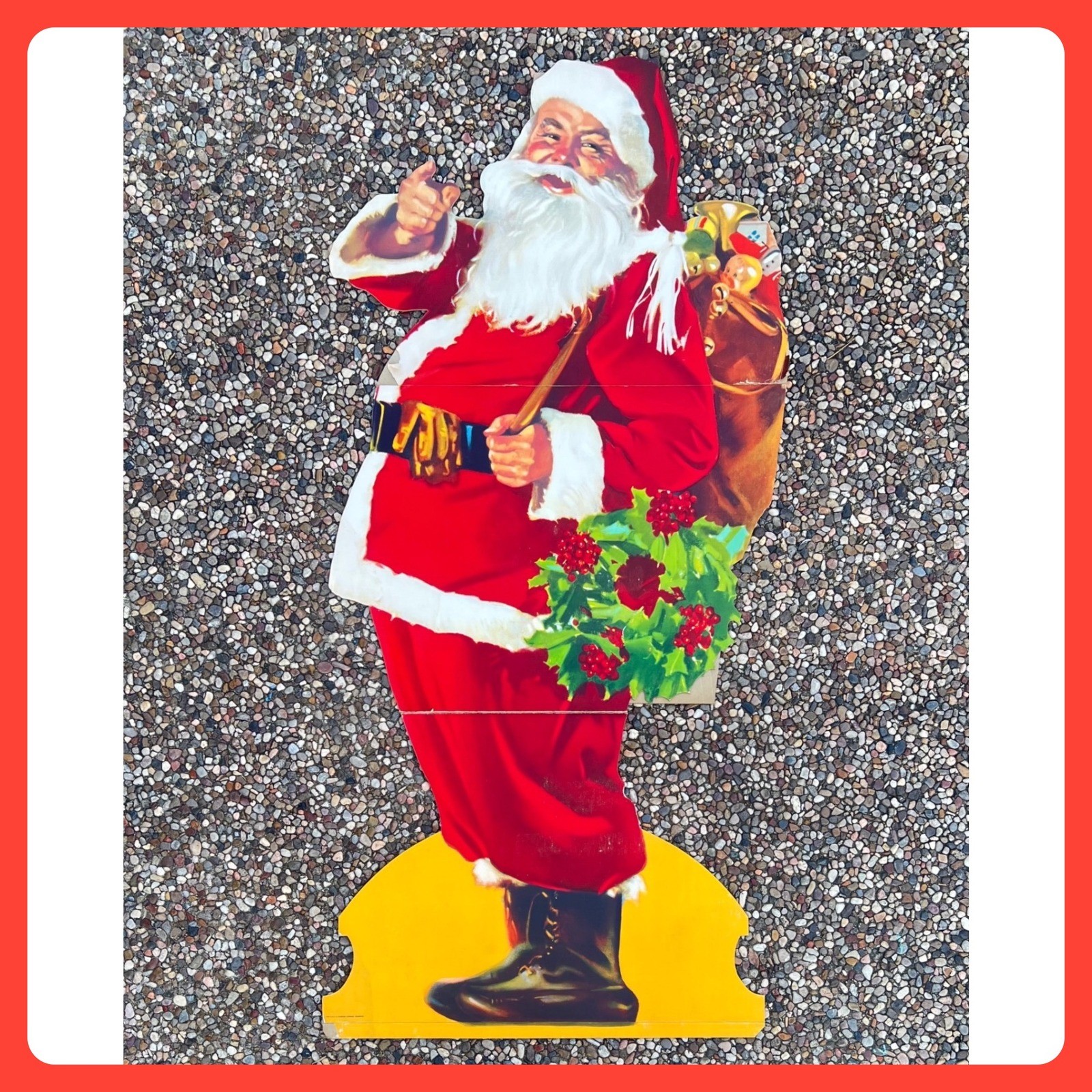 1950s Vintage Santa Claus Display LARGE 5 FT Die Cut McCandlish Litho Sign Easel