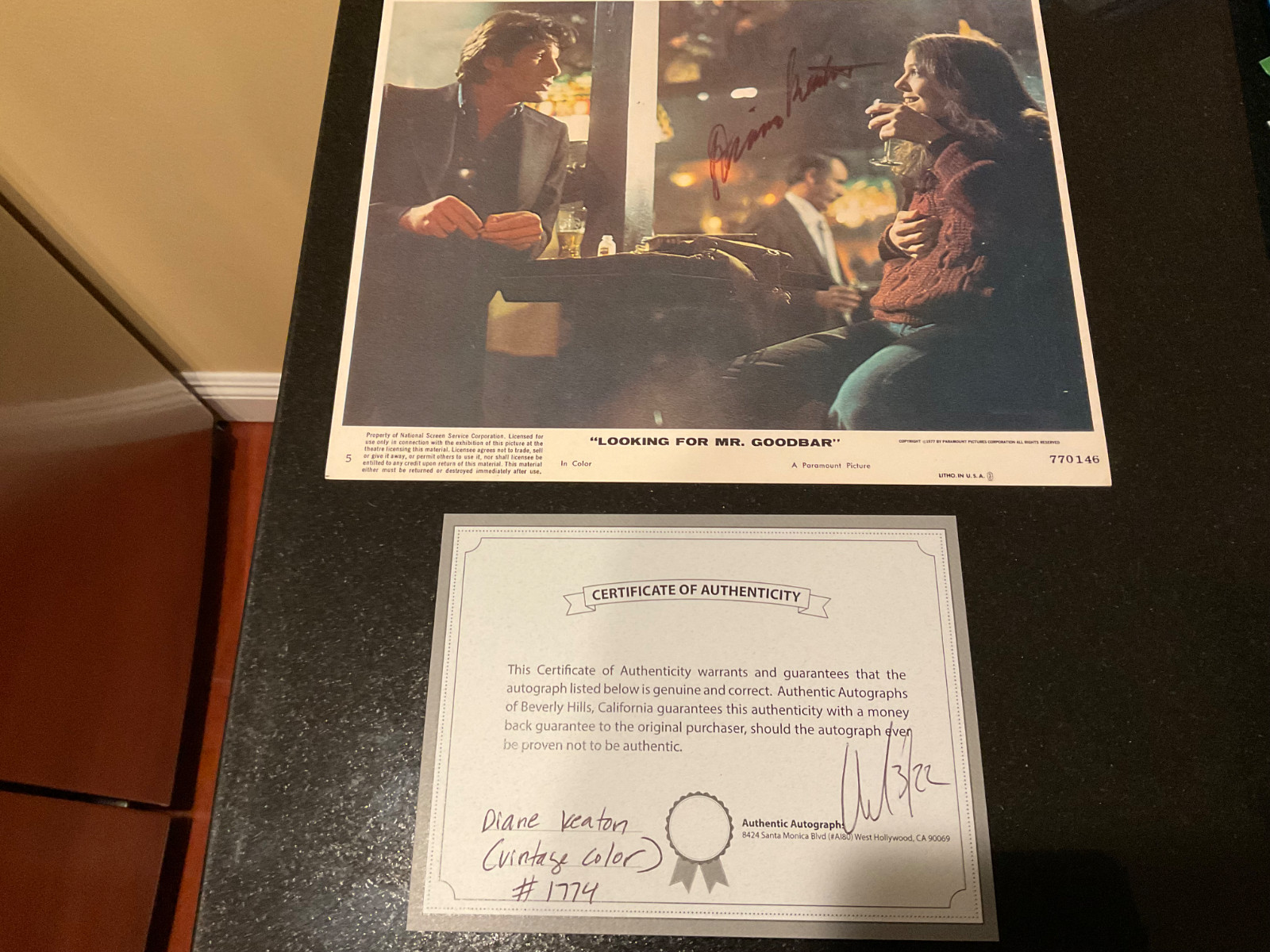 Original signed DIANE KEATON - LOOKING FOR MR. GOODBAR - 1977 Richard Gere